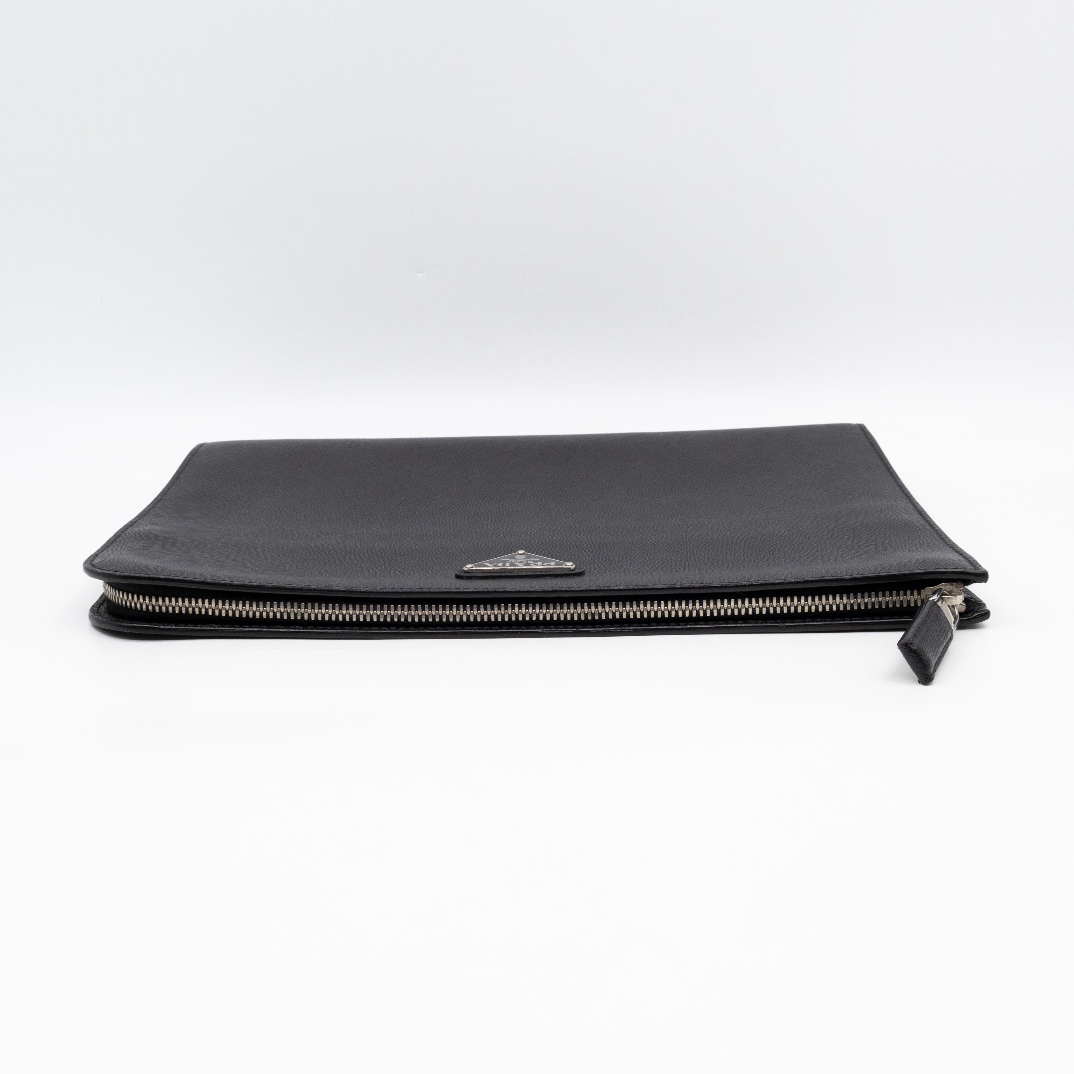 Laptop Holder Black Saffiano Leather