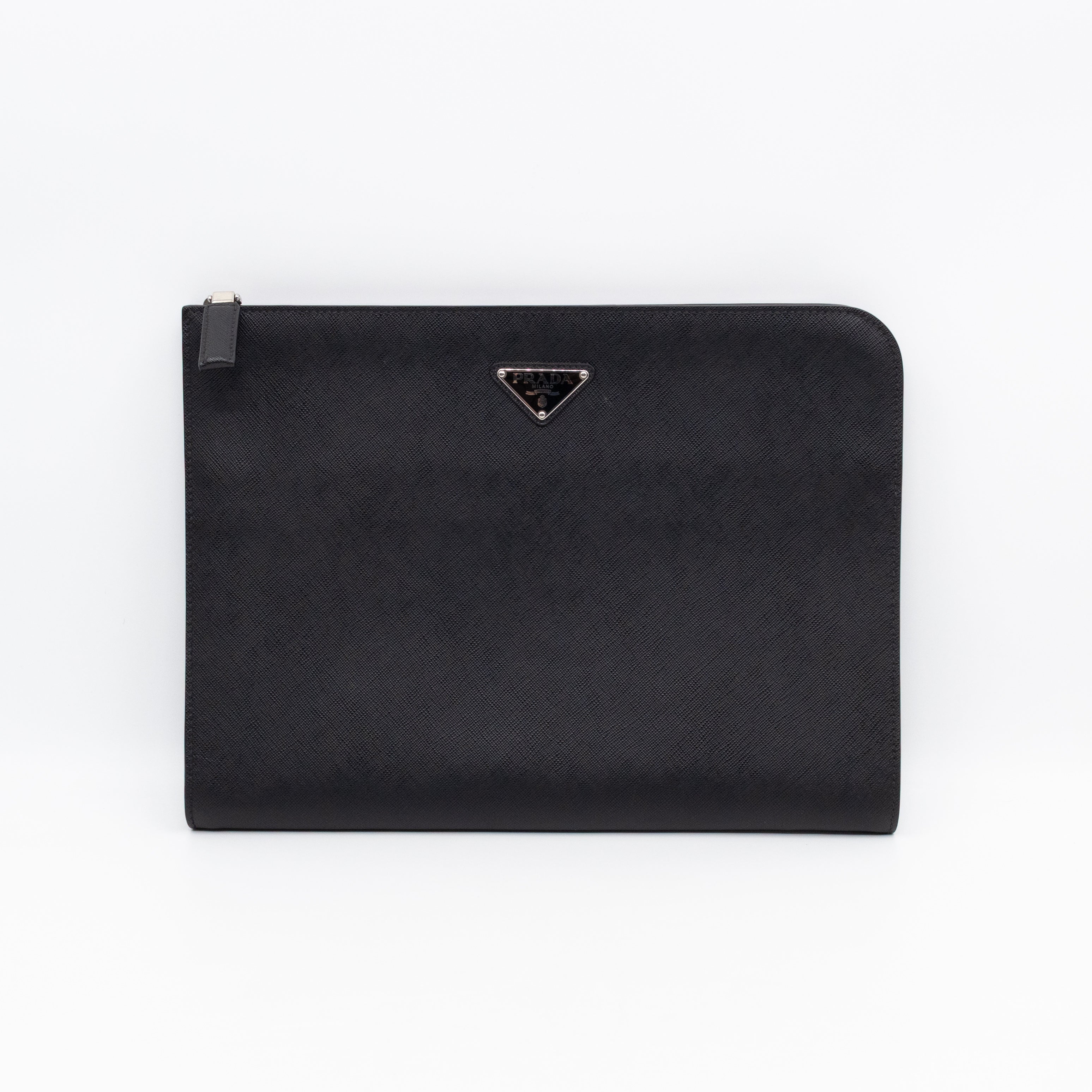 Laptop Holder Black Saffiano Leather