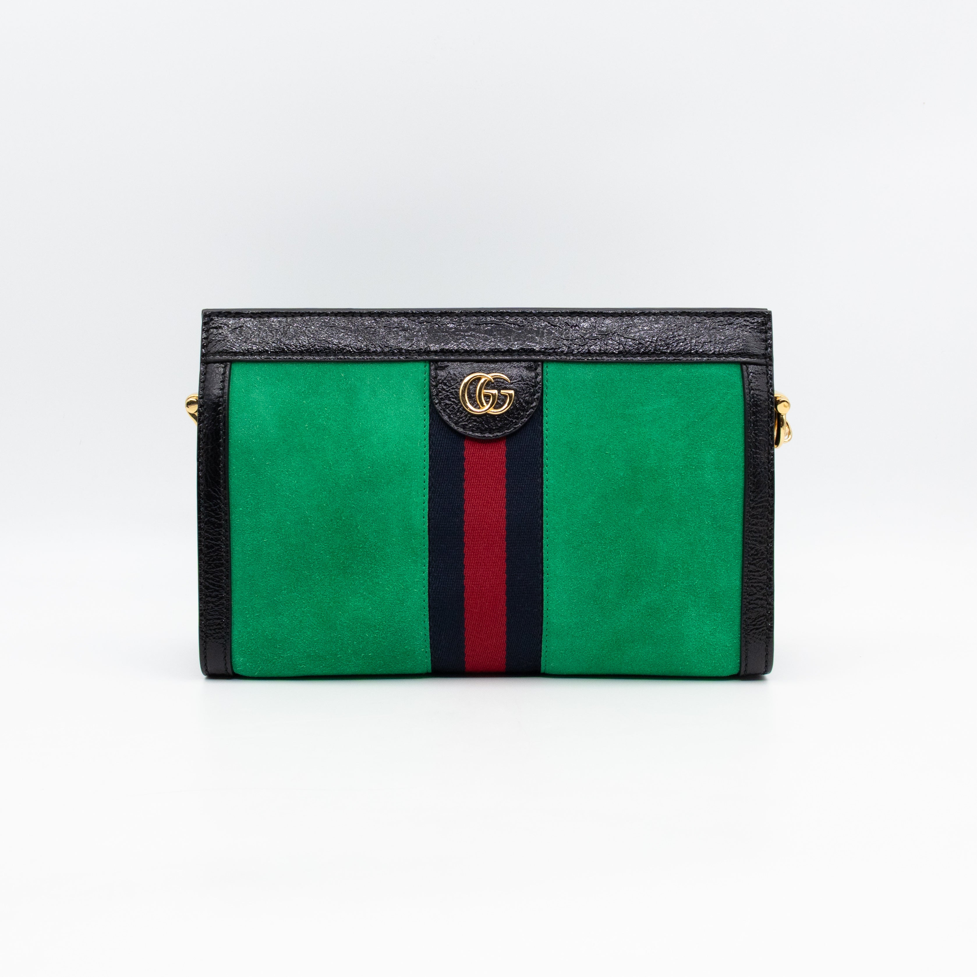 Ophidia Chain GG Small Shoulder Bag Green Suede