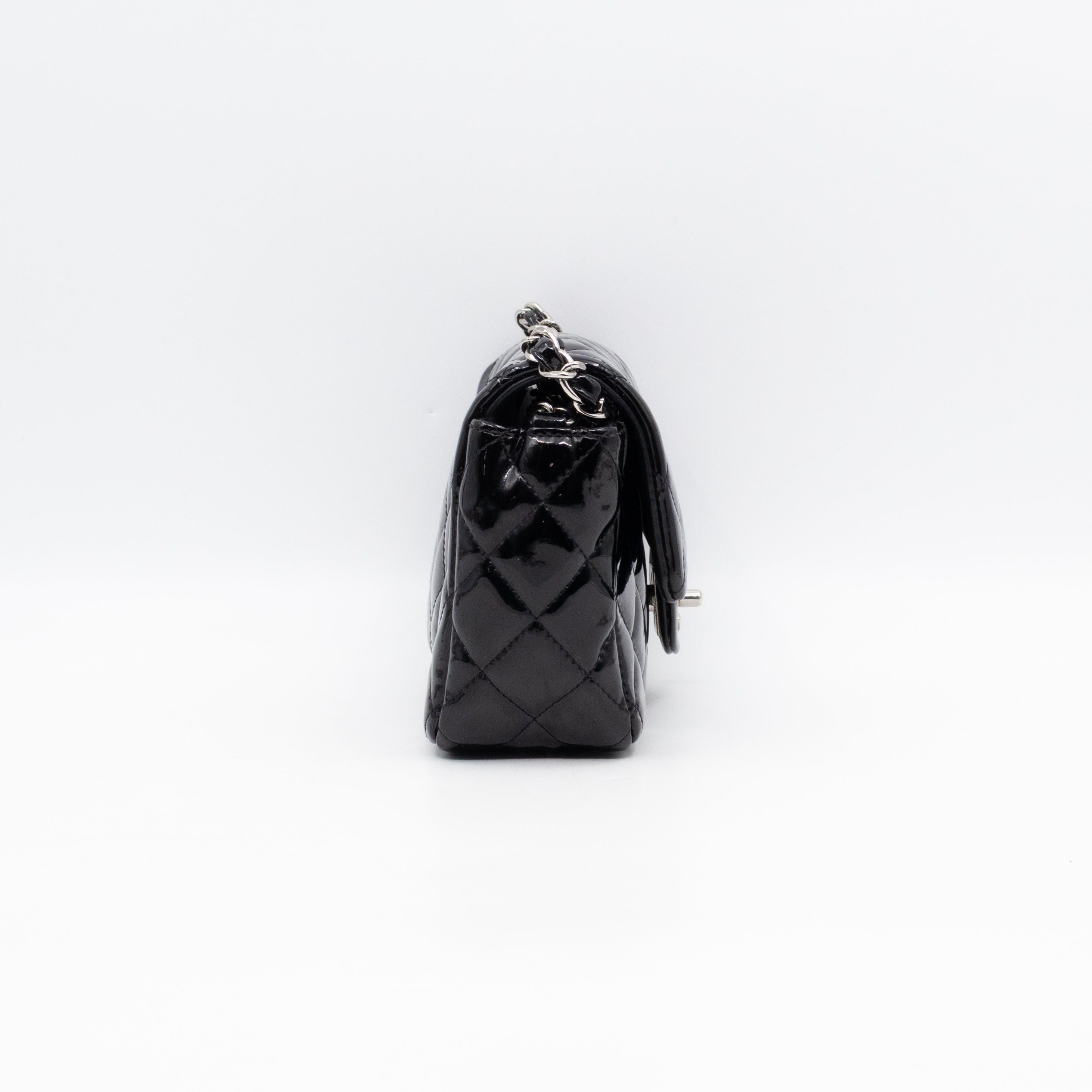 Classic Single Flap Mini Rectangular Black Patent Leather