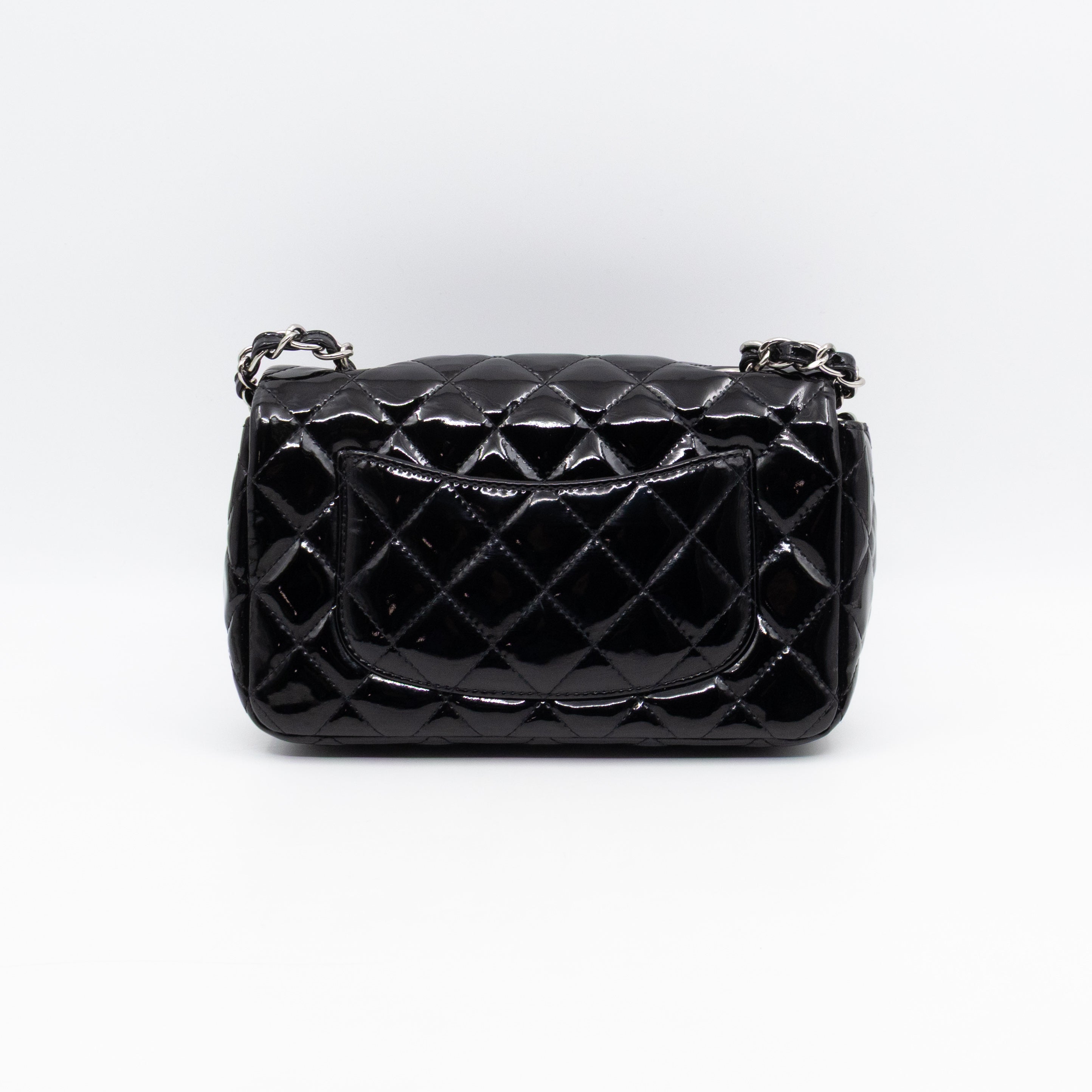 Classic Single Flap Mini Rectangular Black Patent Leather