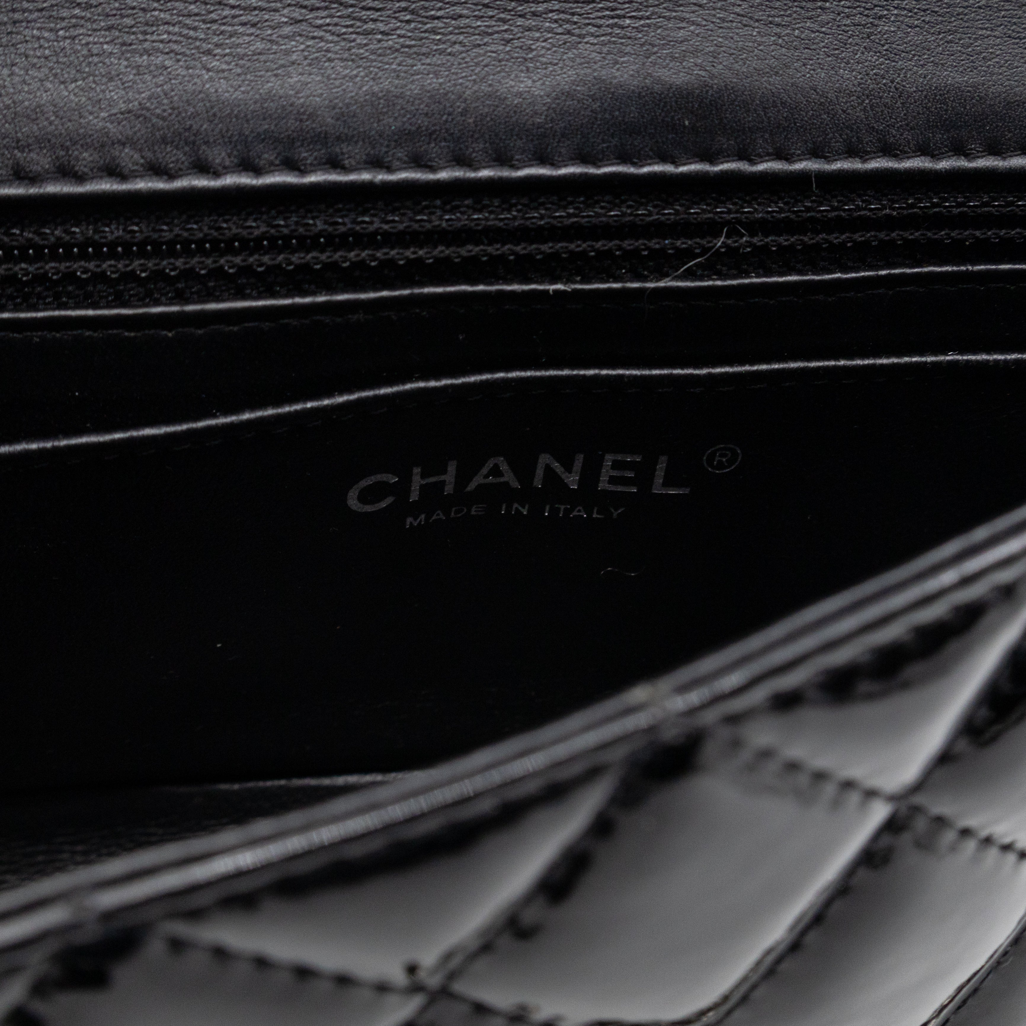 Classic Single Flap Mini Rectangular Black Patent Leather