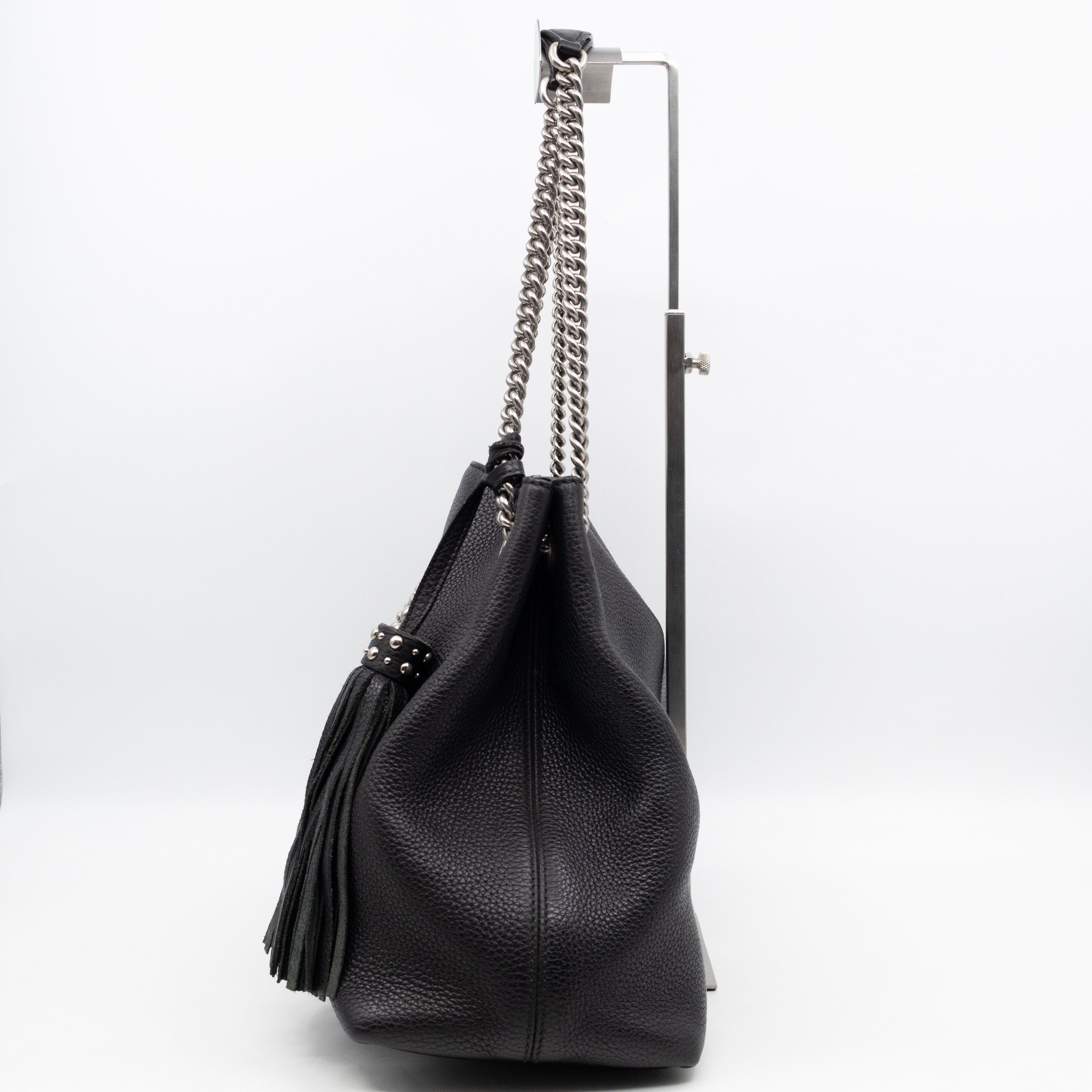 Soho Chain Tote Bag Studded Black Leather