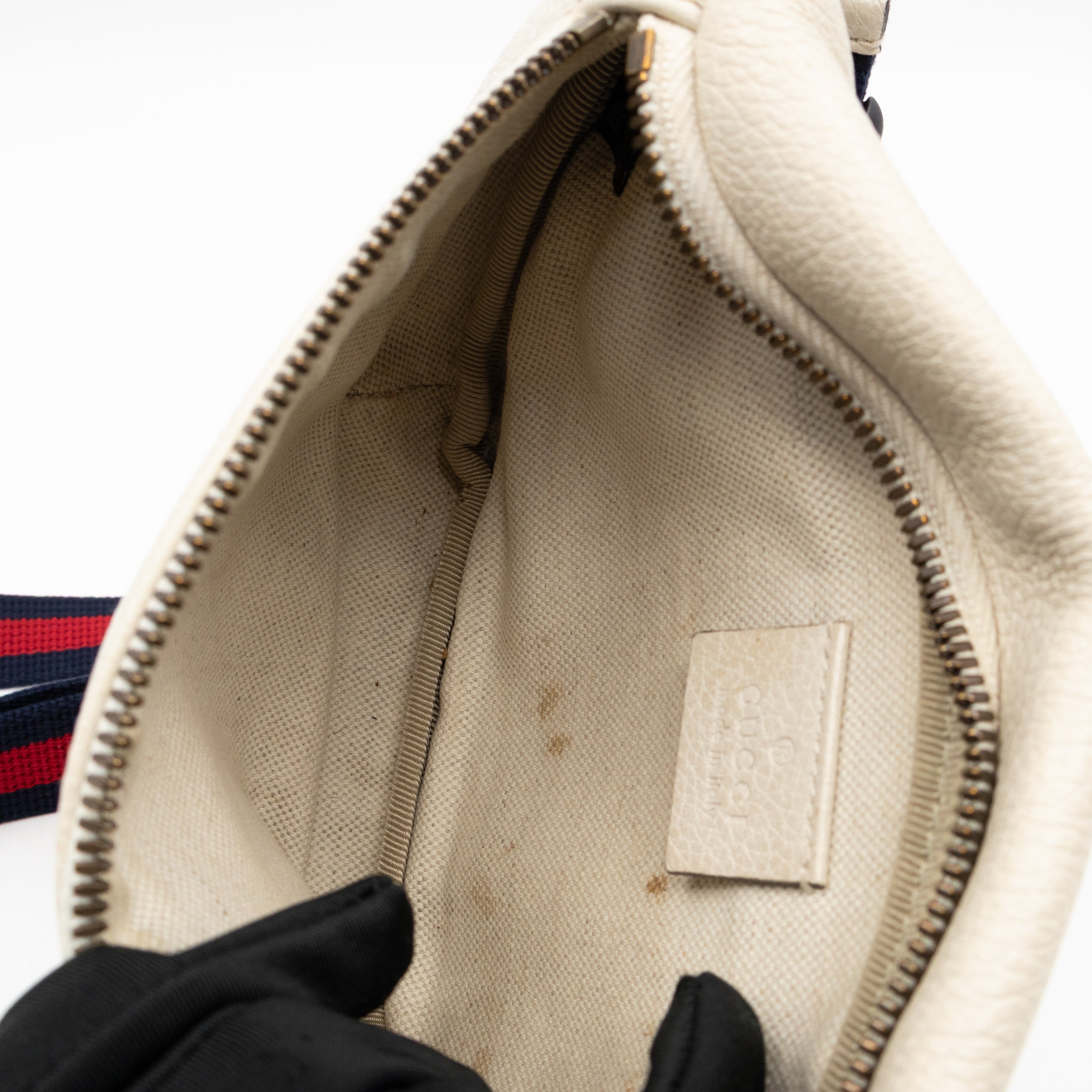 Web Logo Belt Bag White Leather