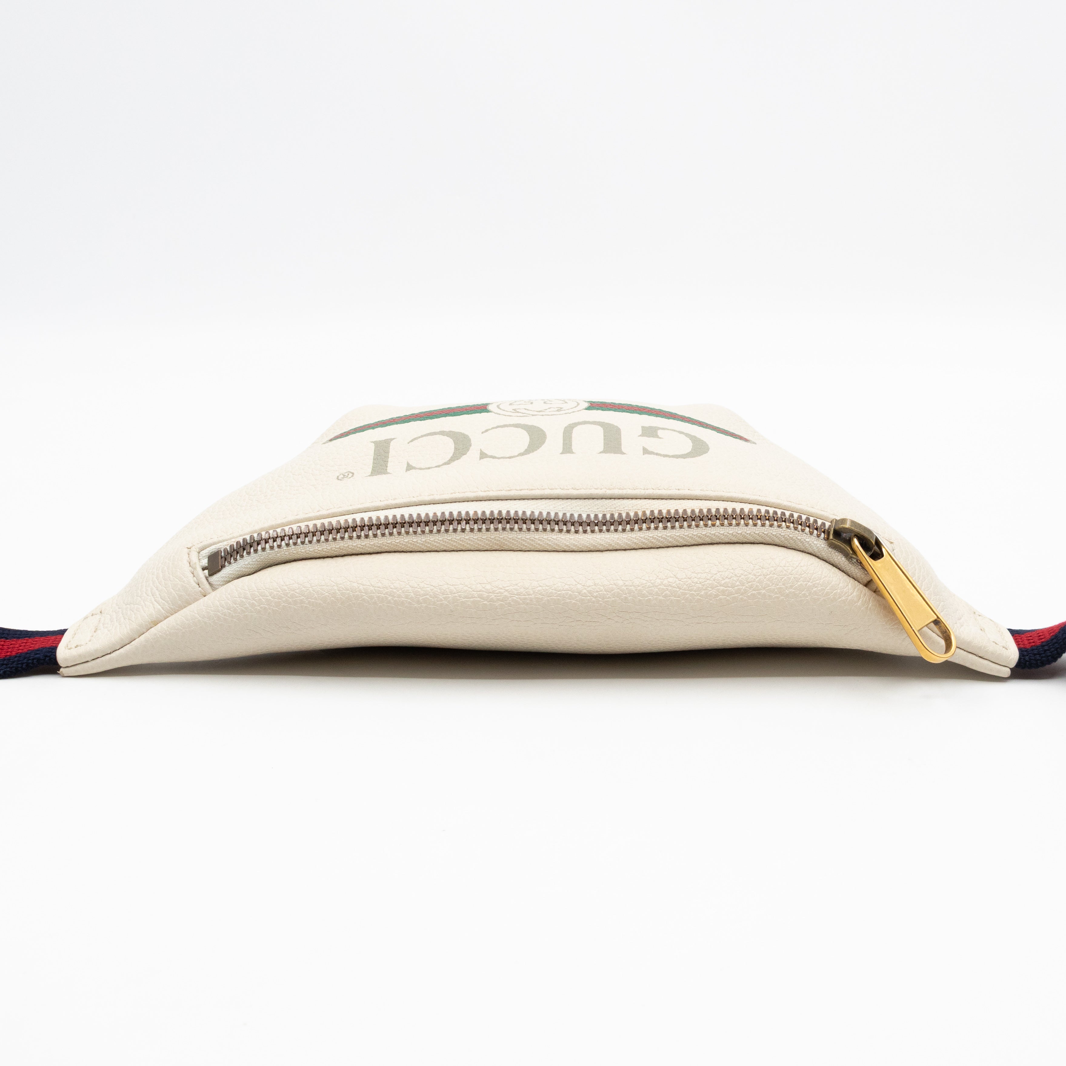Web Logo Belt Bag White Leather