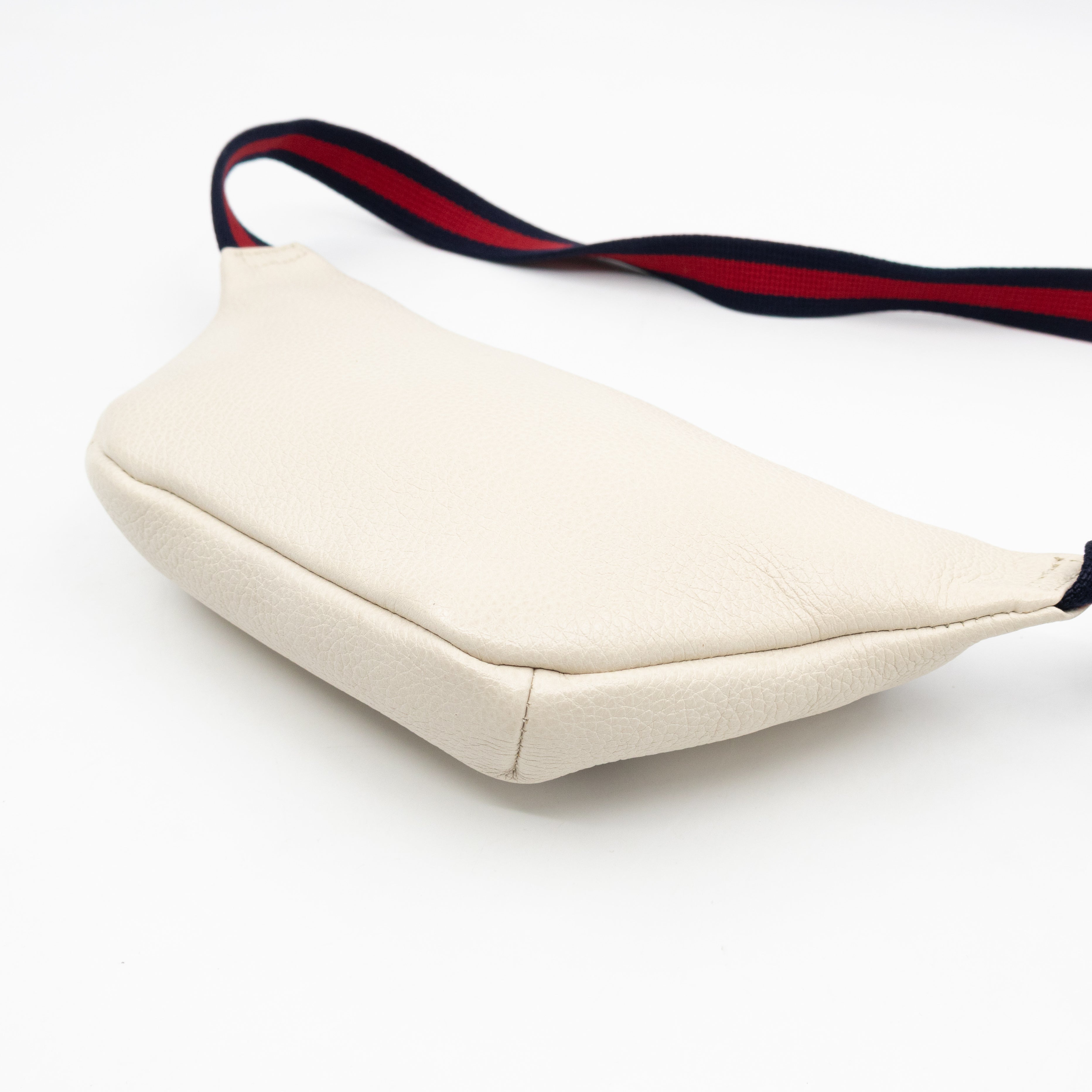Web Logo Belt Bag White Leather