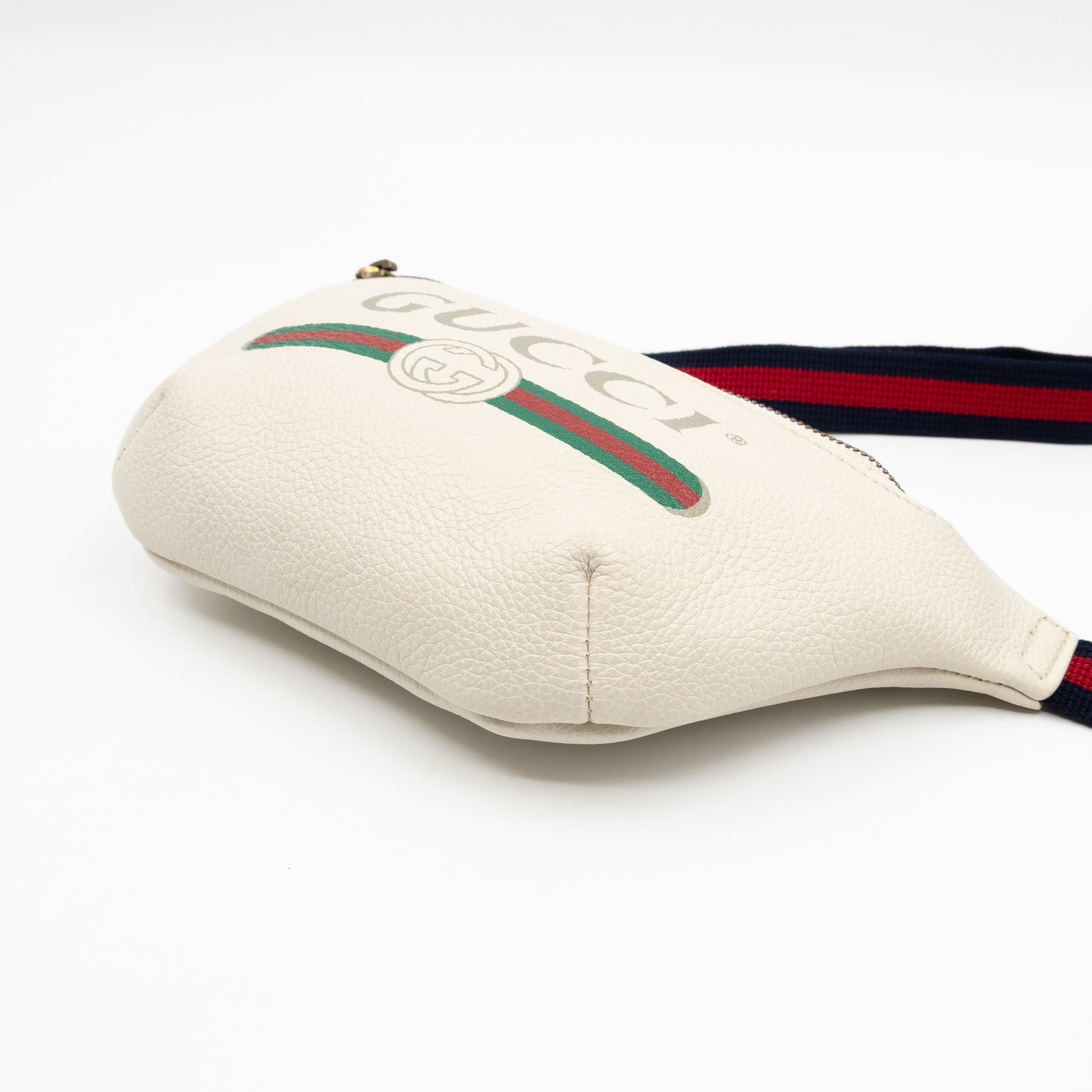 Web Logo Belt Bag White Leather