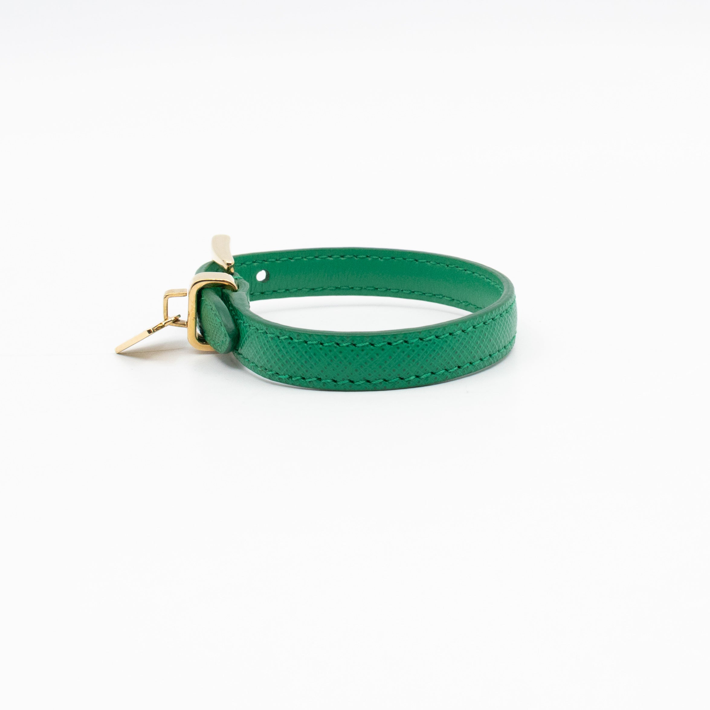 Triangle Charm Bracelet Green Leather