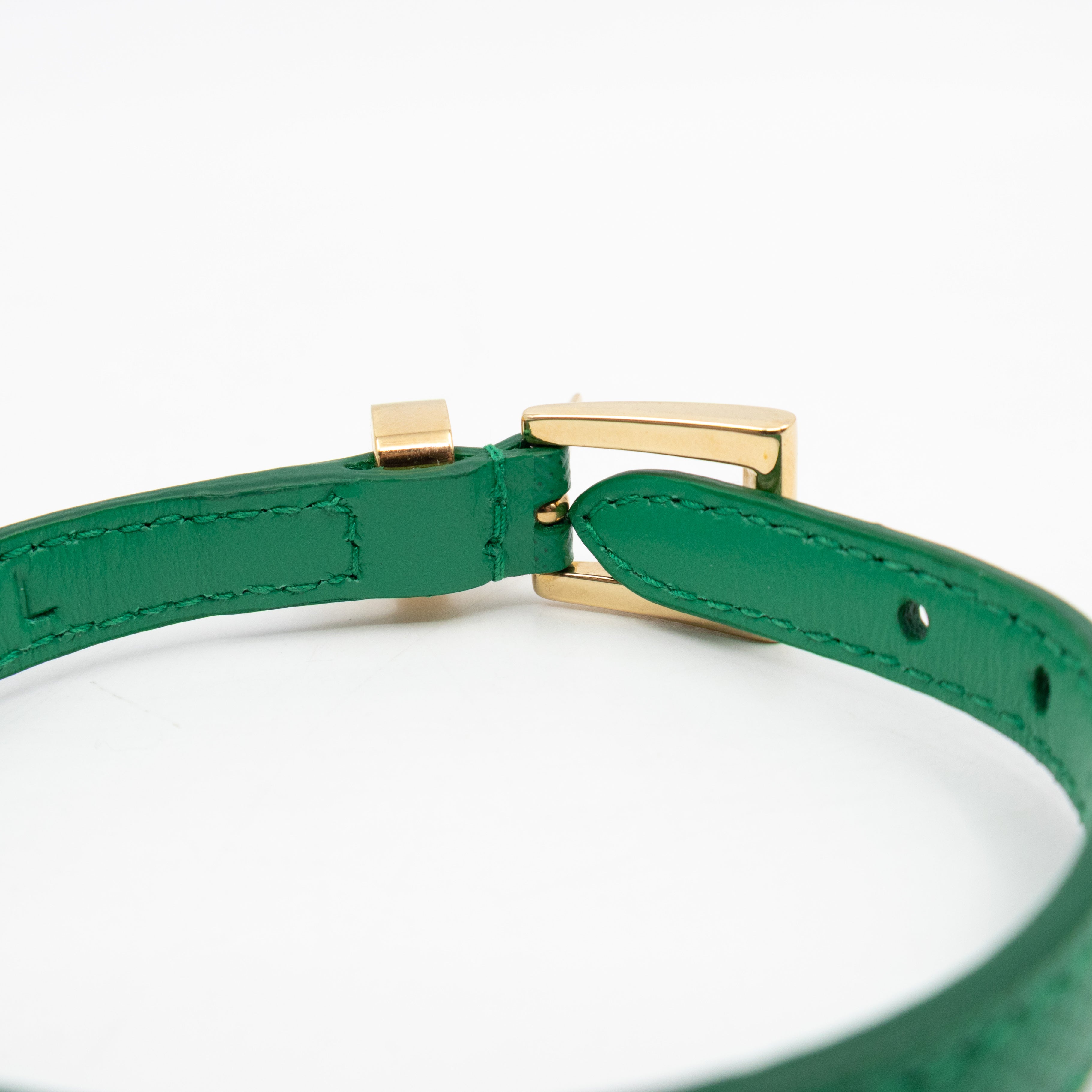 Triangle Charm Bracelet Green Leather