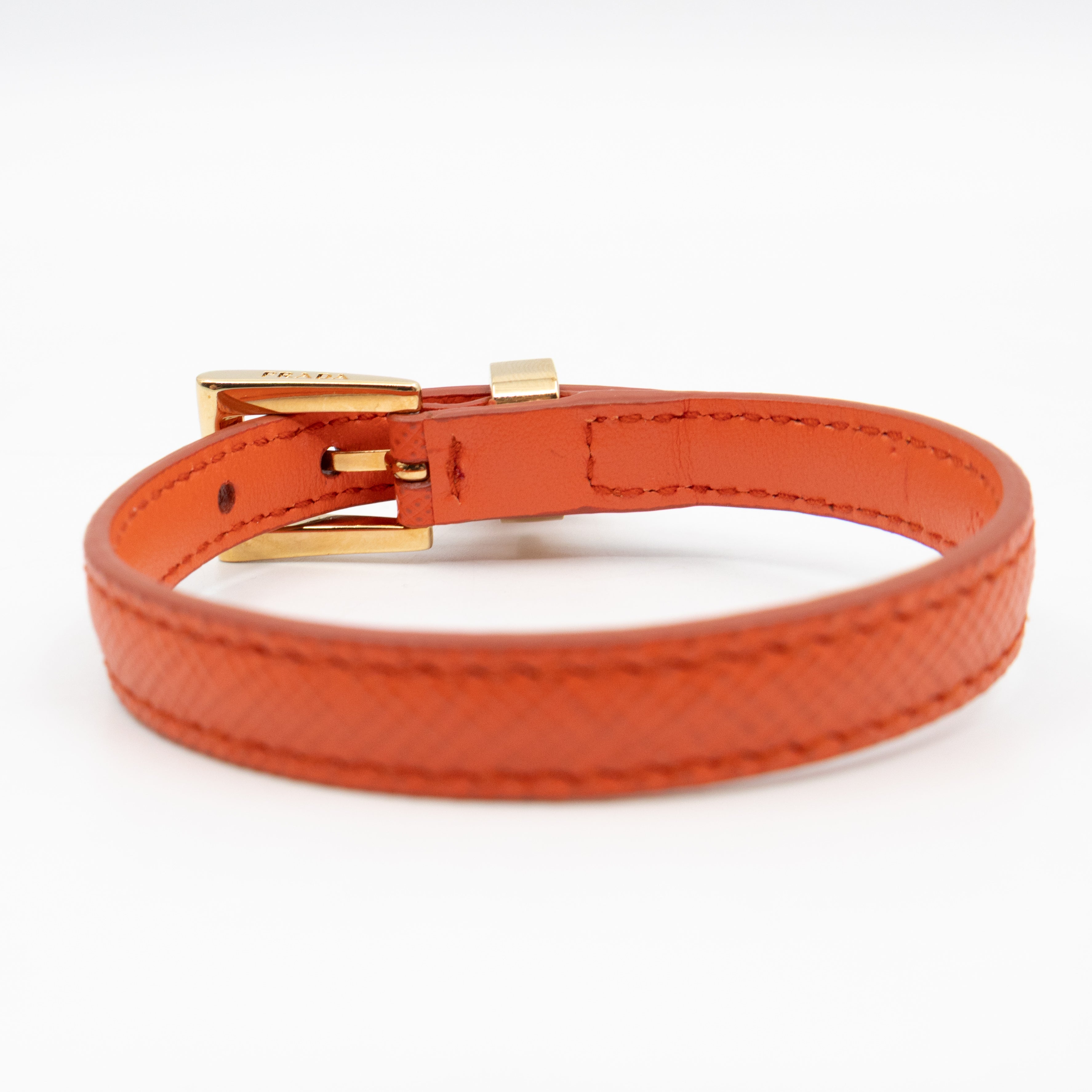 Triangle Charm Bracelet Orange Leather