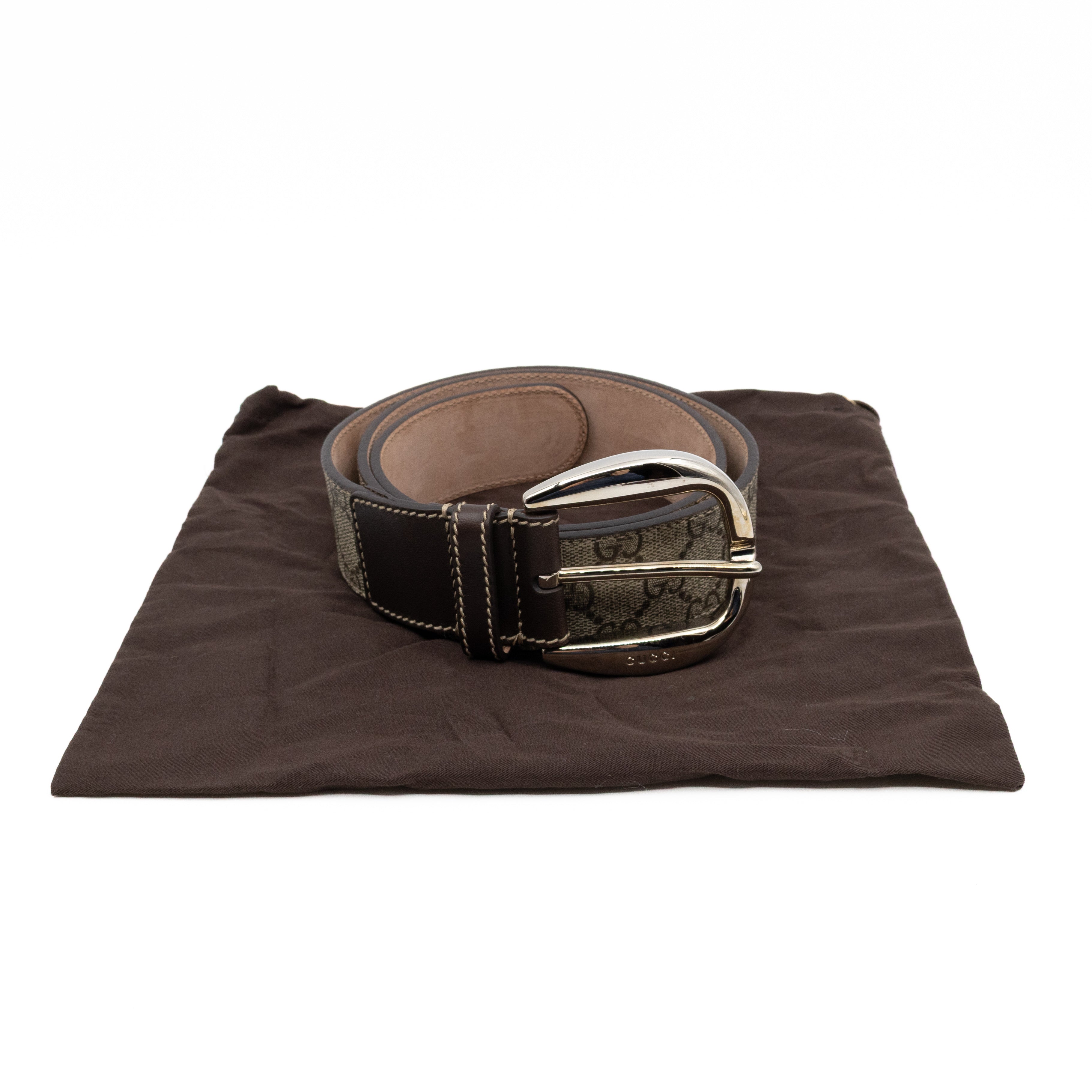 Gucci Wide Belt GG Supreme Brown Leather 90/36 – Queen Station