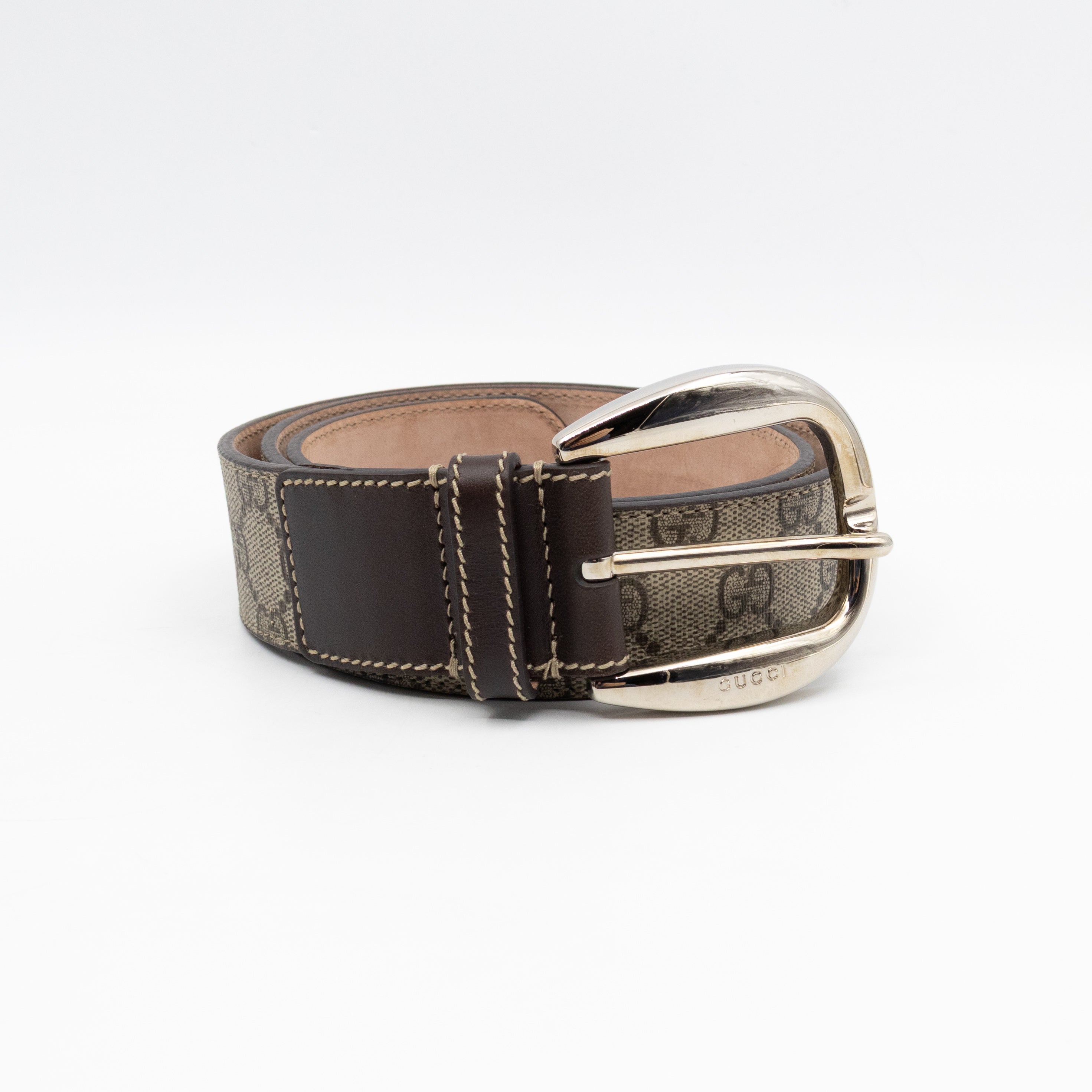 Wide Belt GG Supreme Brown Leather 90 cm