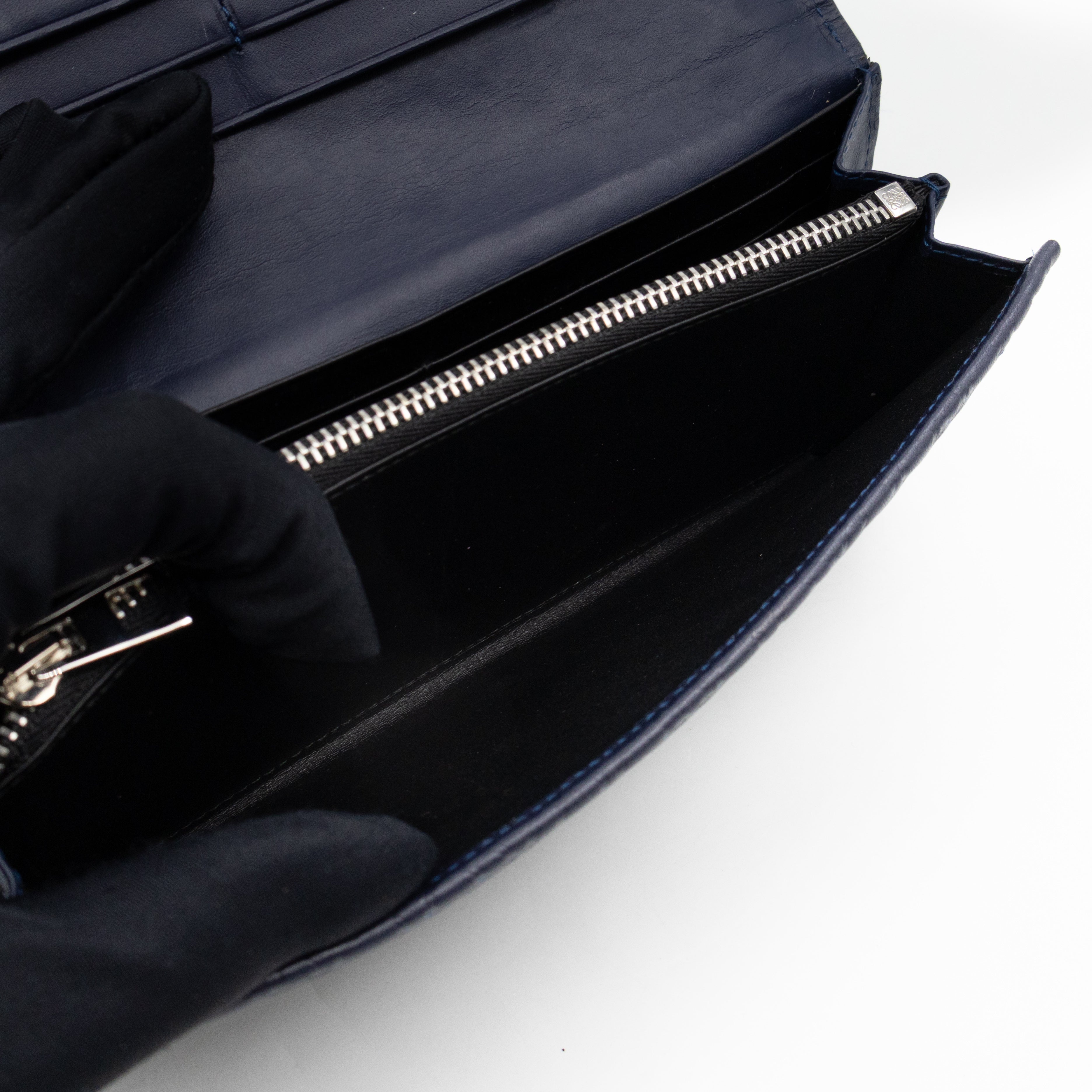 Anagram Continental Wallet Blue Leather