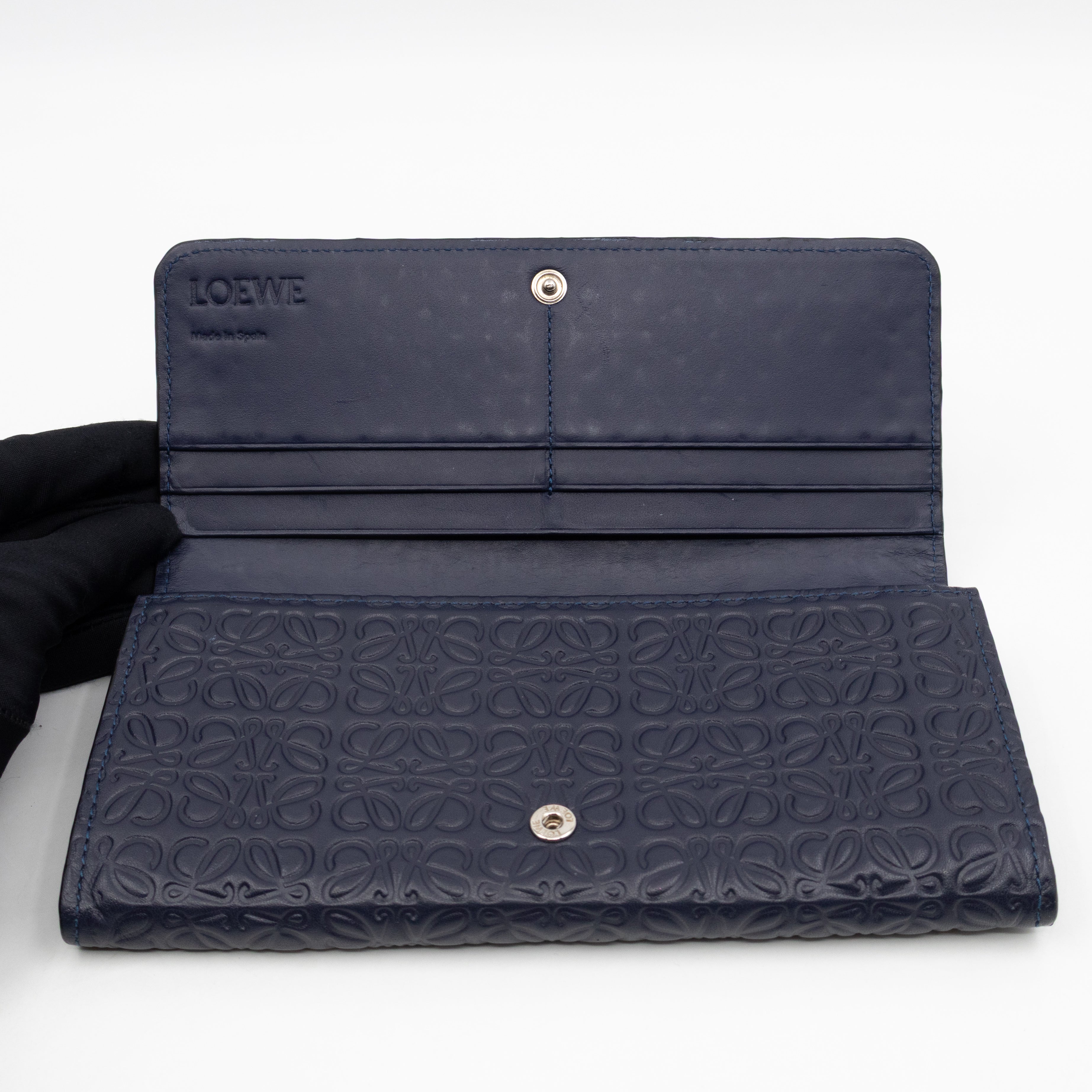 Anagram Continental Wallet Blue Leather