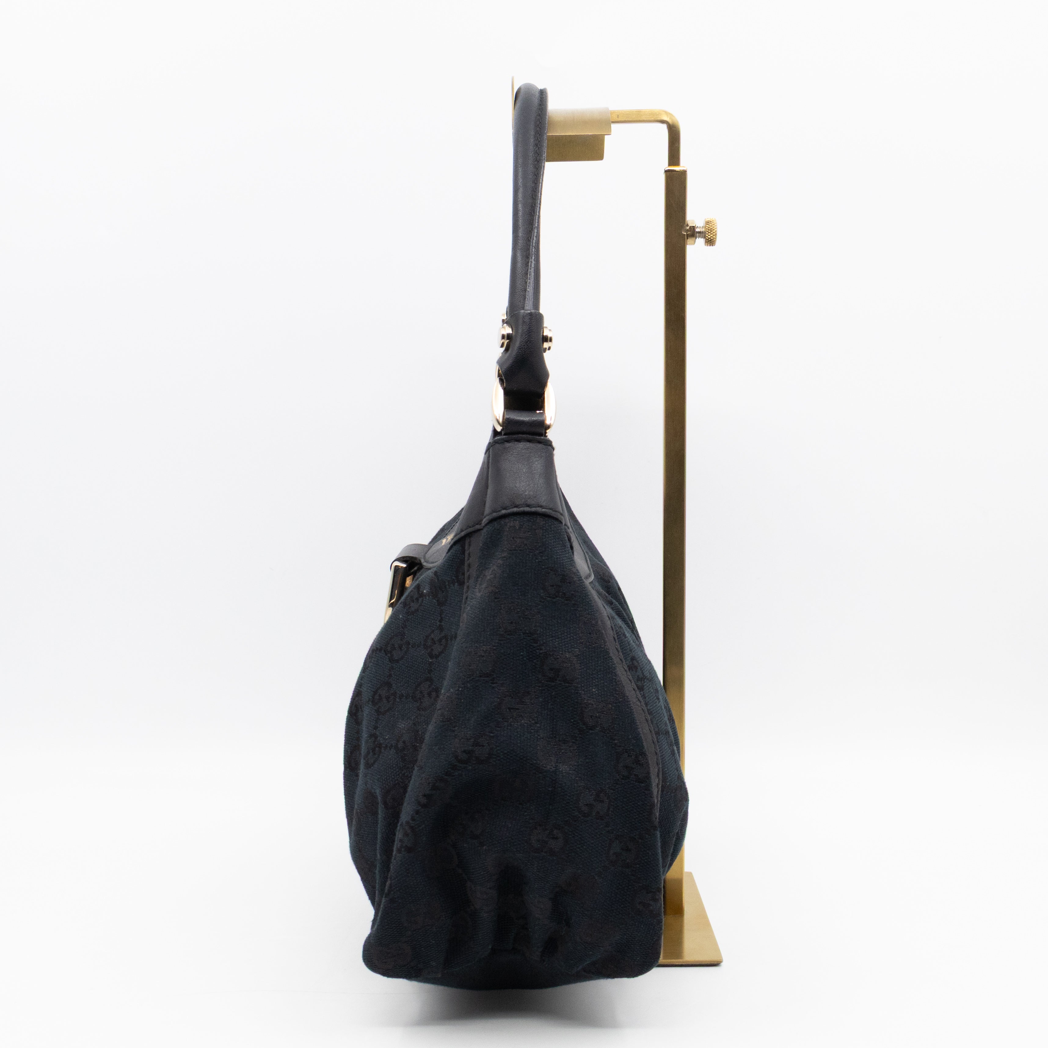 Abbey D-Ring Shoulder Bag Black GG Canvas