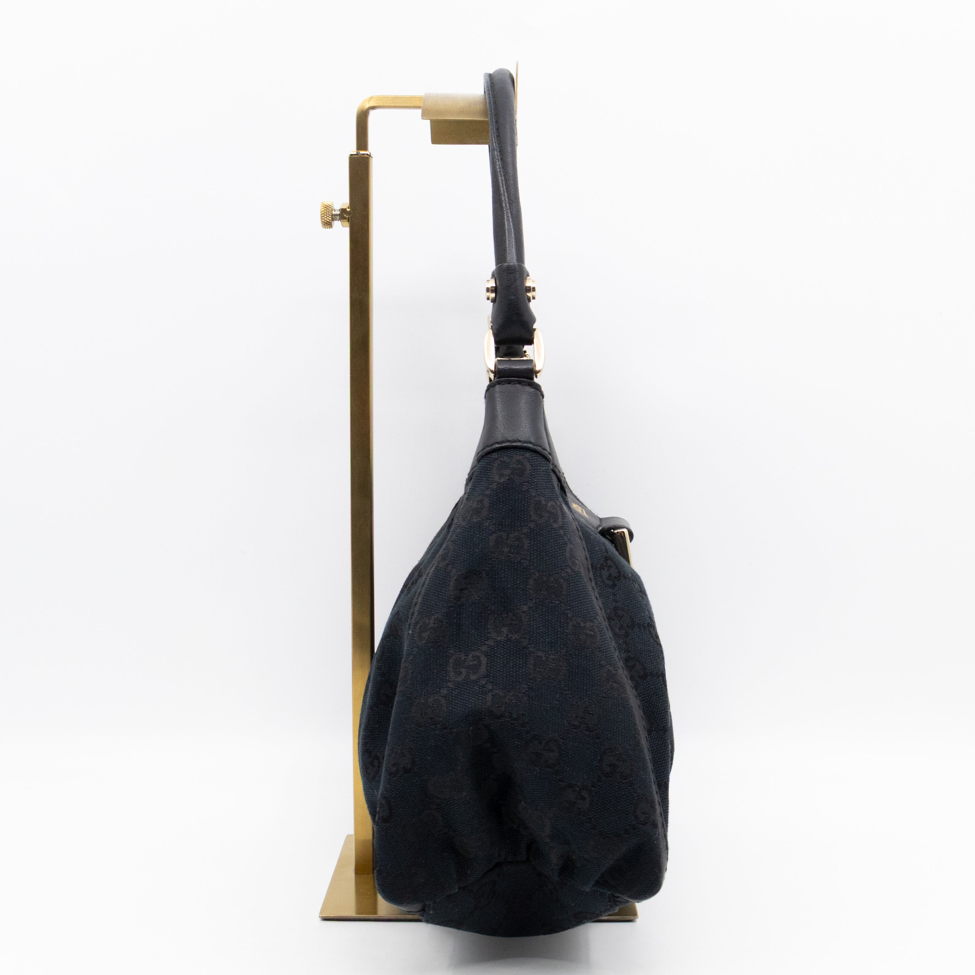 Abbey D-Ring Shoulder Bag Black GG Canvas