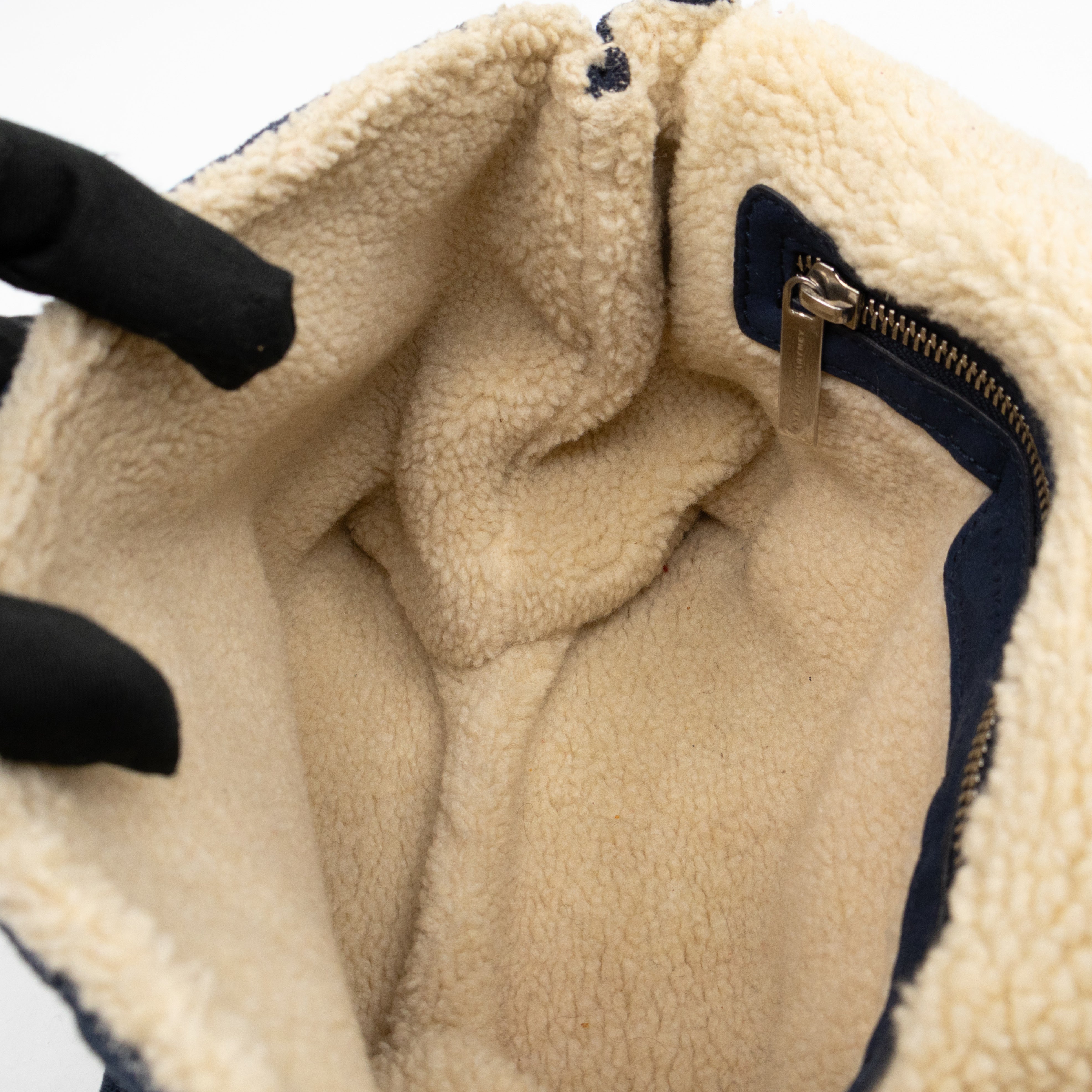 Beckett Shoulder Bag Soft Quilted Denim Blue Faux Shearling