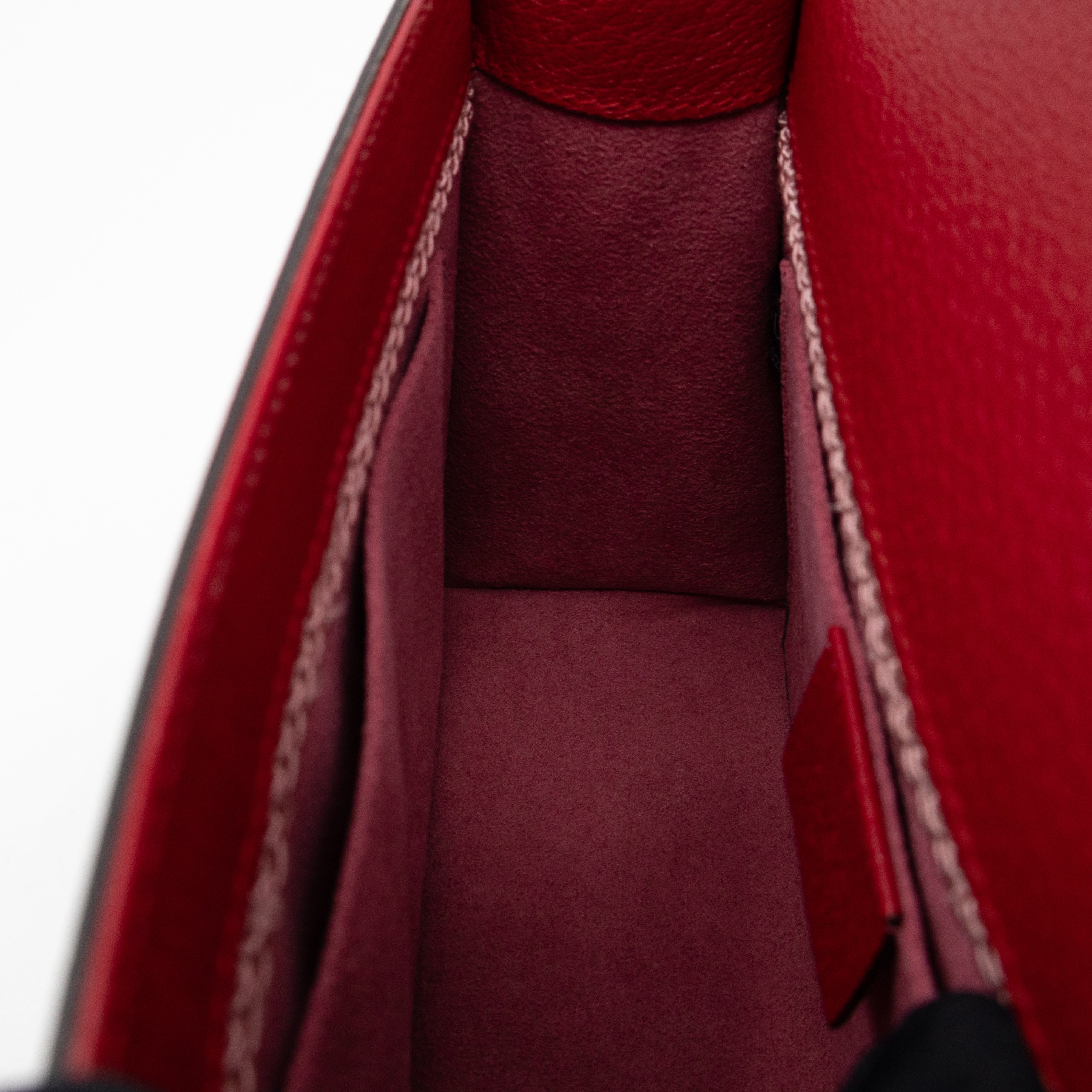 Floral Embroidered Ricami Small Shoulder Bag Red Leather