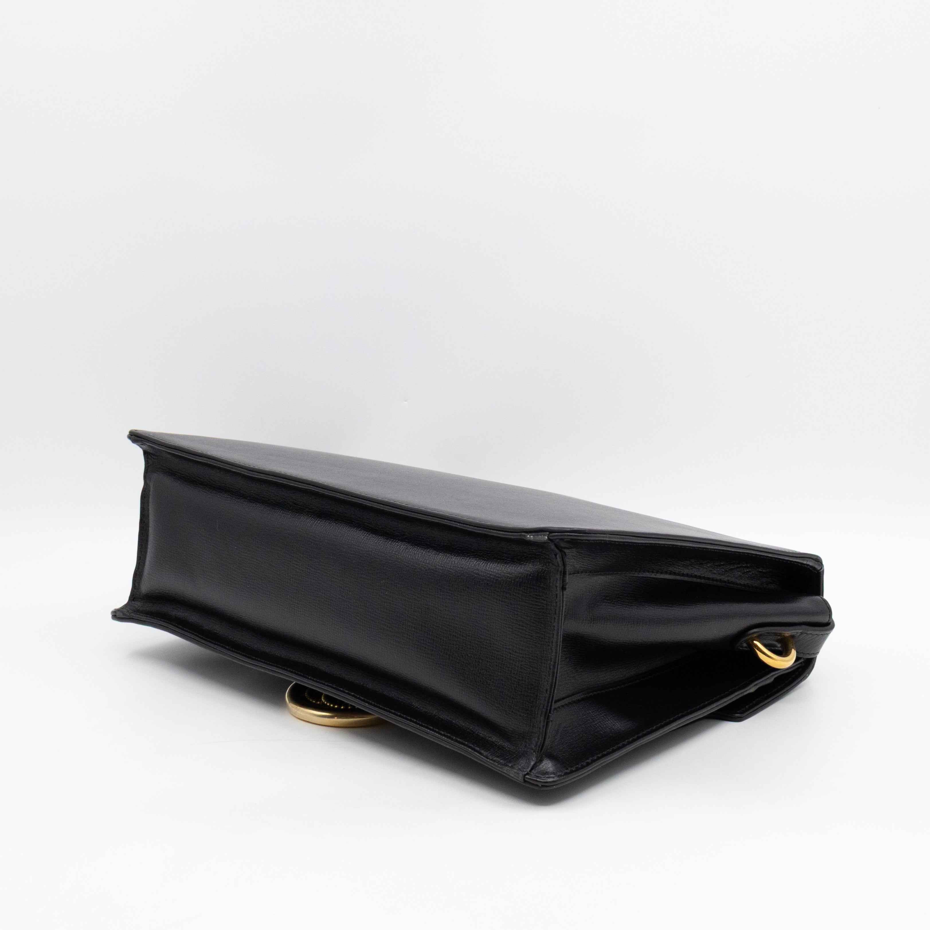 GG Ring Shoulder Bag Black Leather