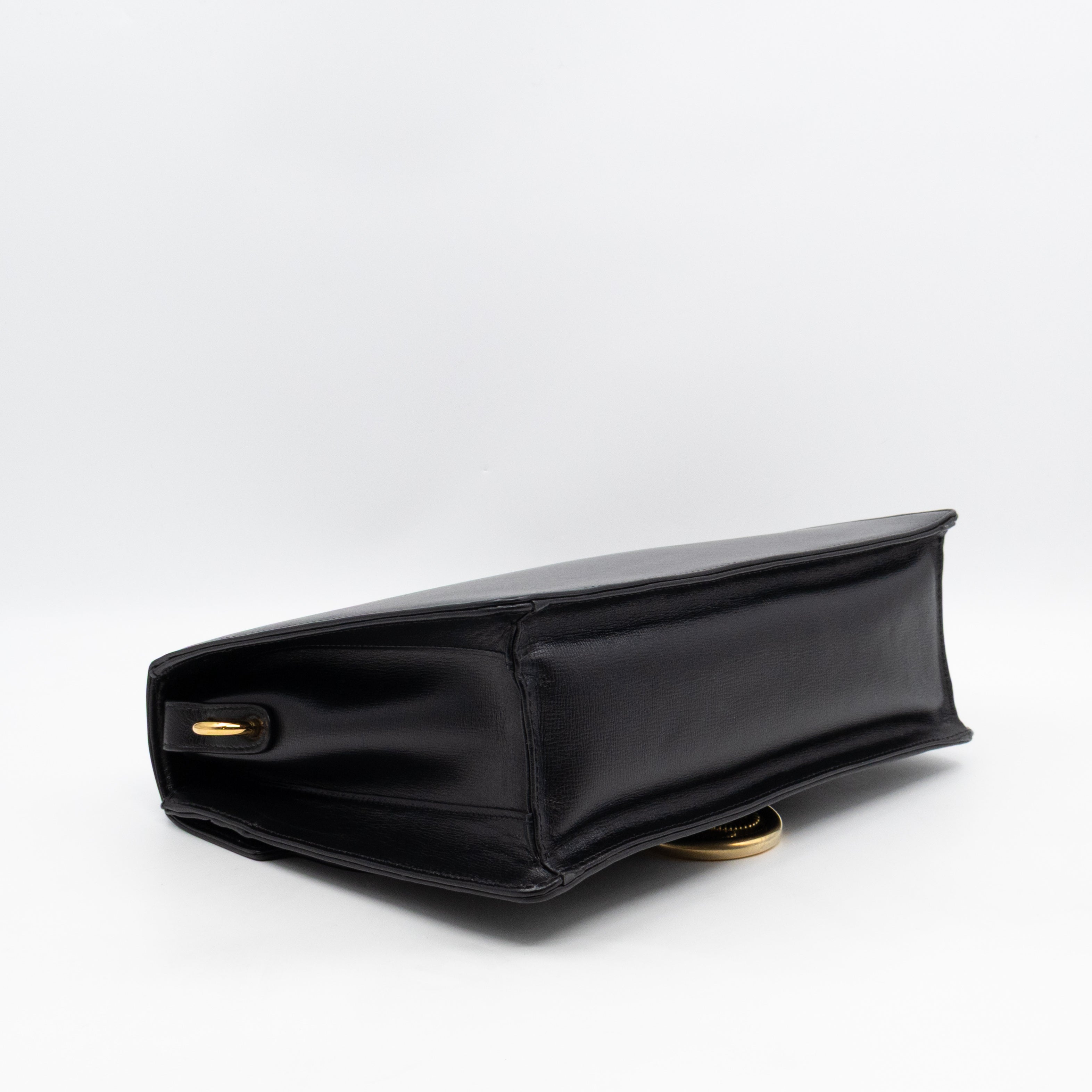 GG Ring Shoulder Bag Black Leather