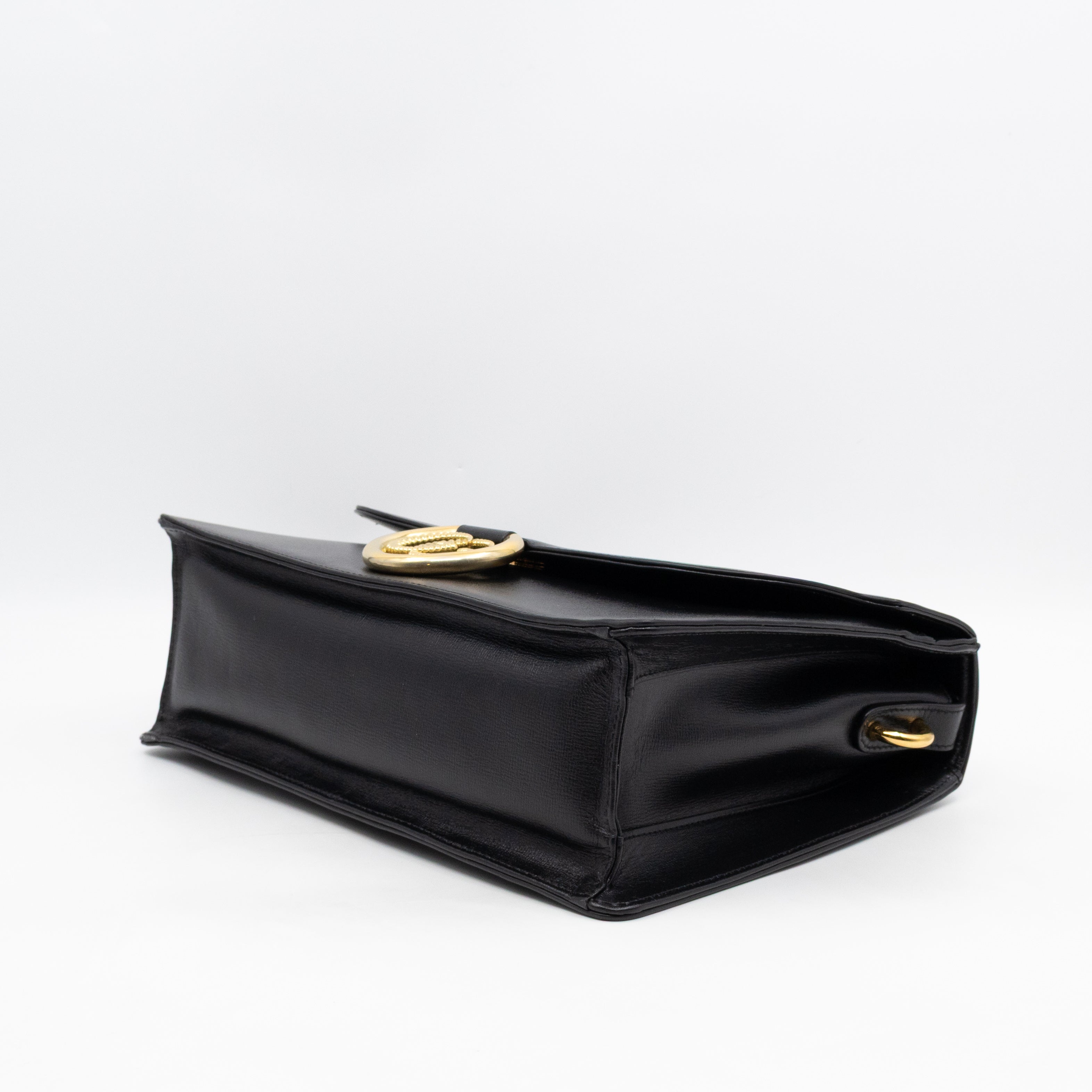 GG Ring Shoulder Bag Black Leather