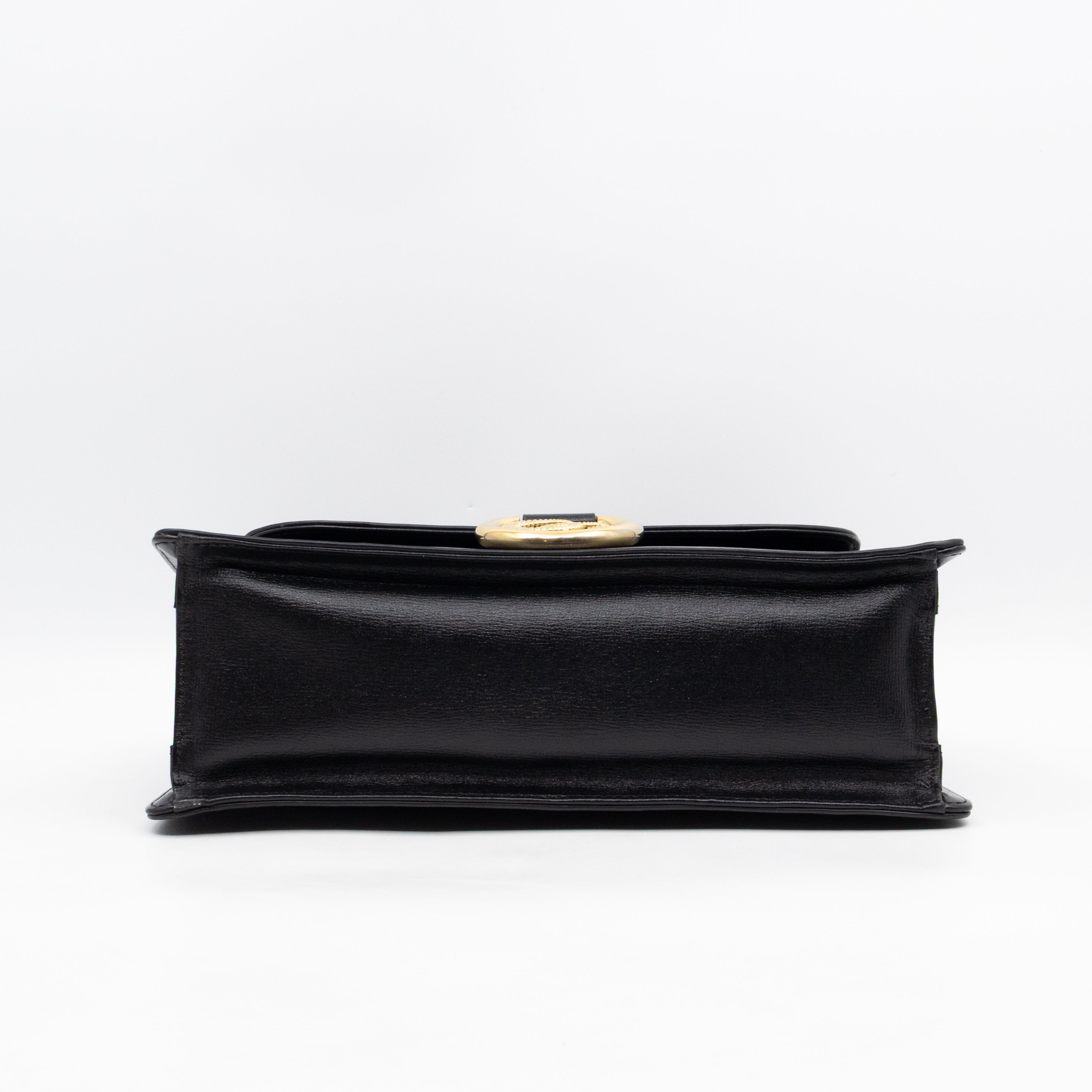 GG Ring Shoulder Bag Black Leather