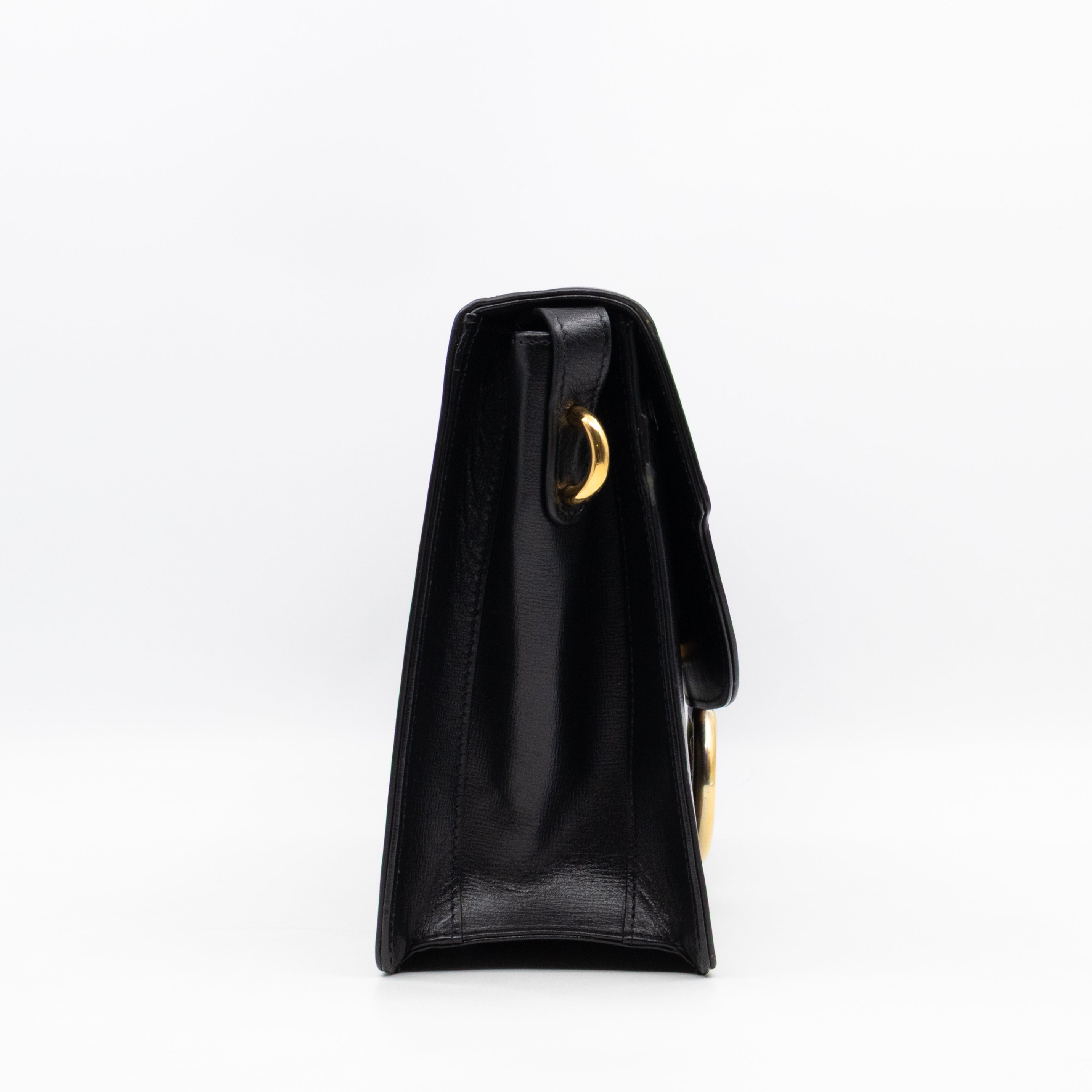 GG Ring Shoulder Bag Black Leather