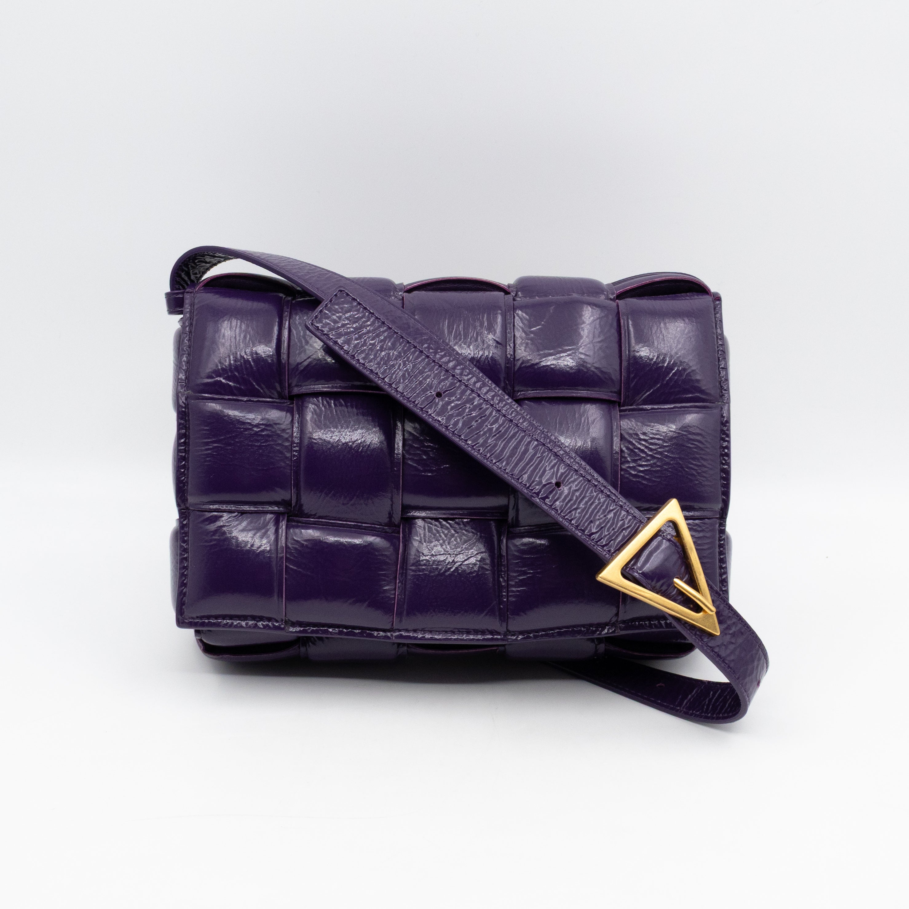 Classic Padded Cassette Purple Intrecciato Patent Leather