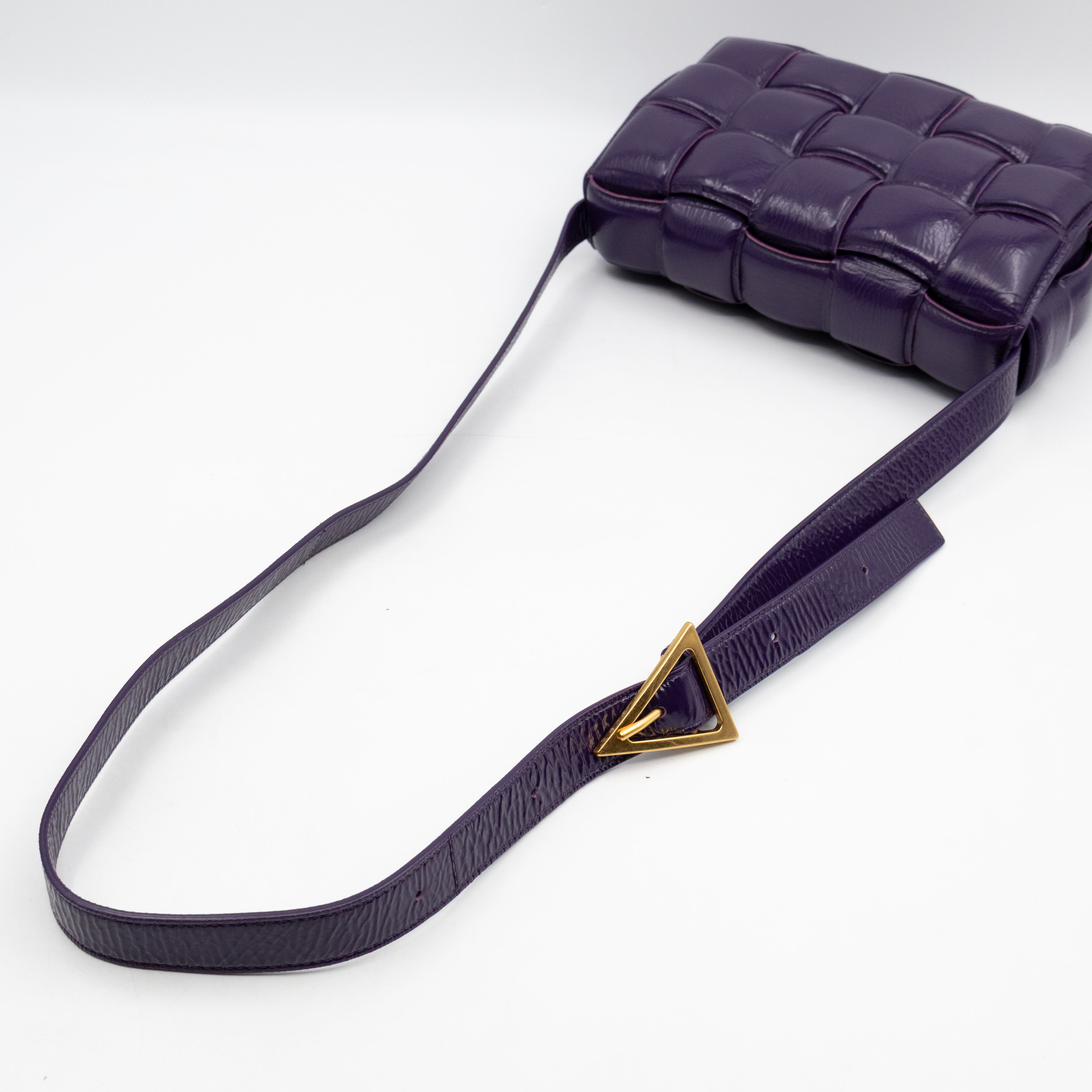 Classic Padded Cassette Purple Intrecciato Patent Leather