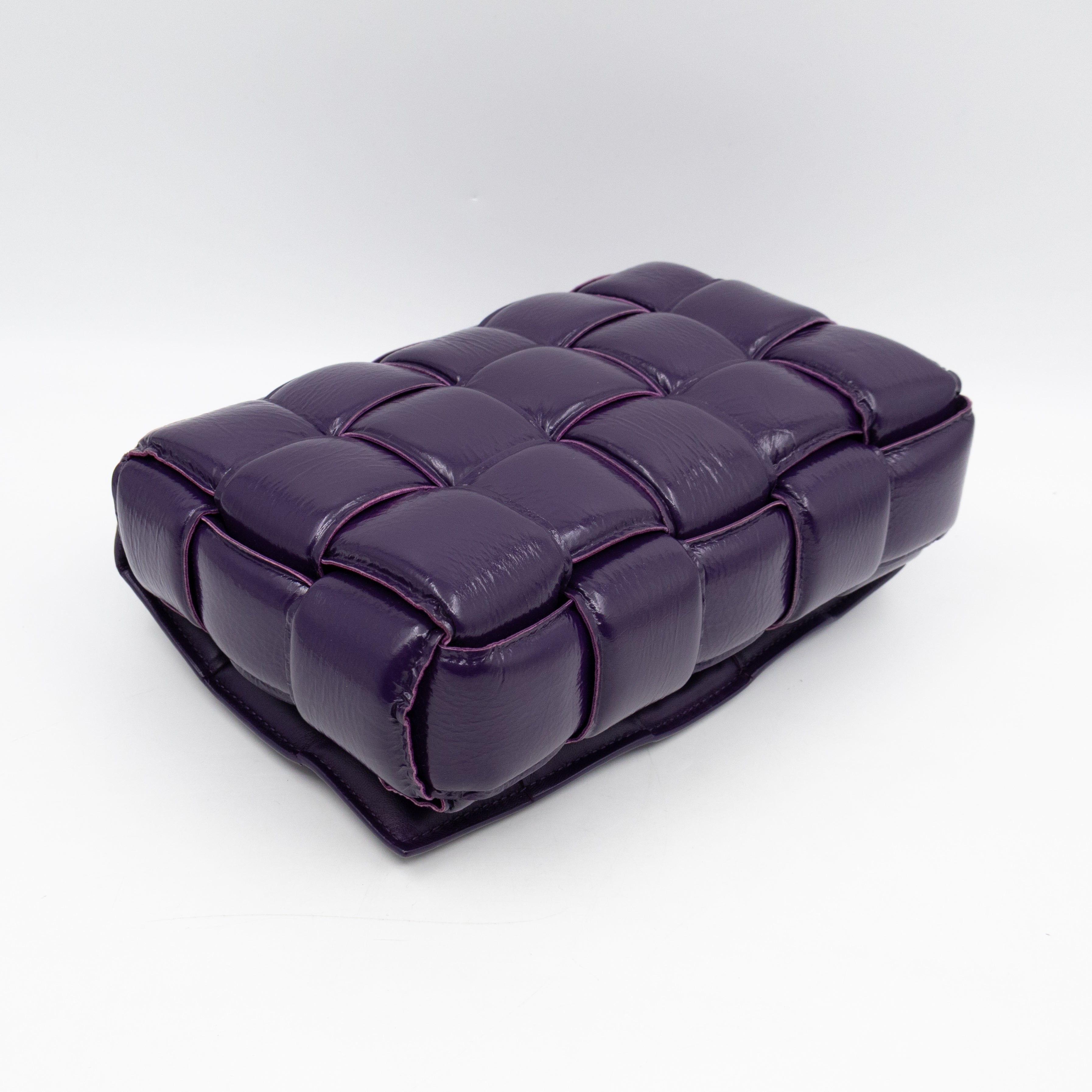 Classic Padded Cassette Purple Intrecciato Patent Leather