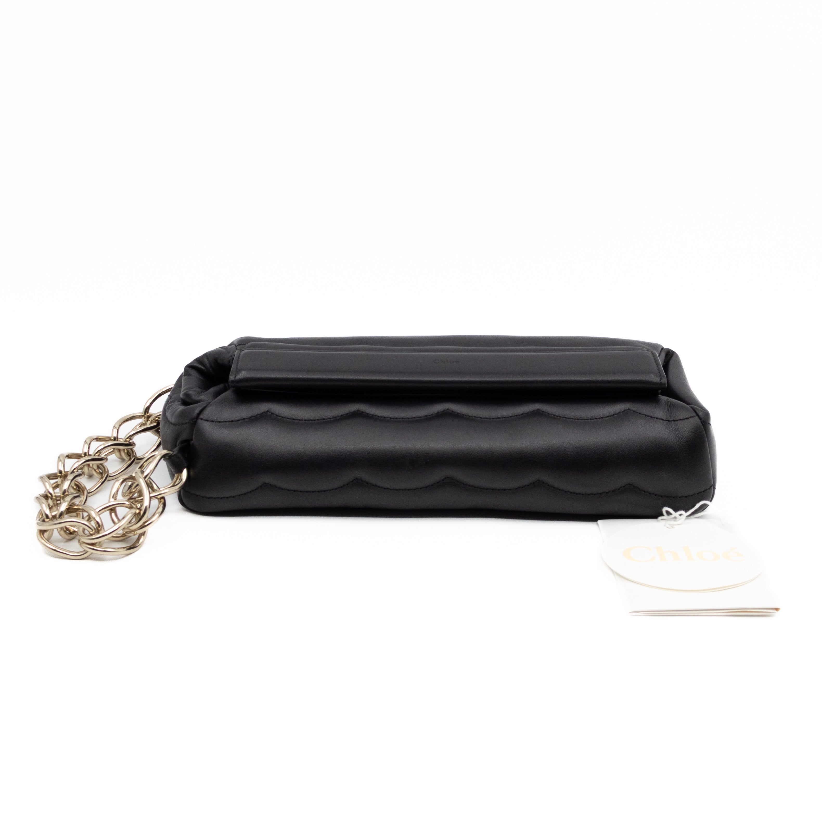 Juana Clutch Black Lamskin Leather Light Gold
