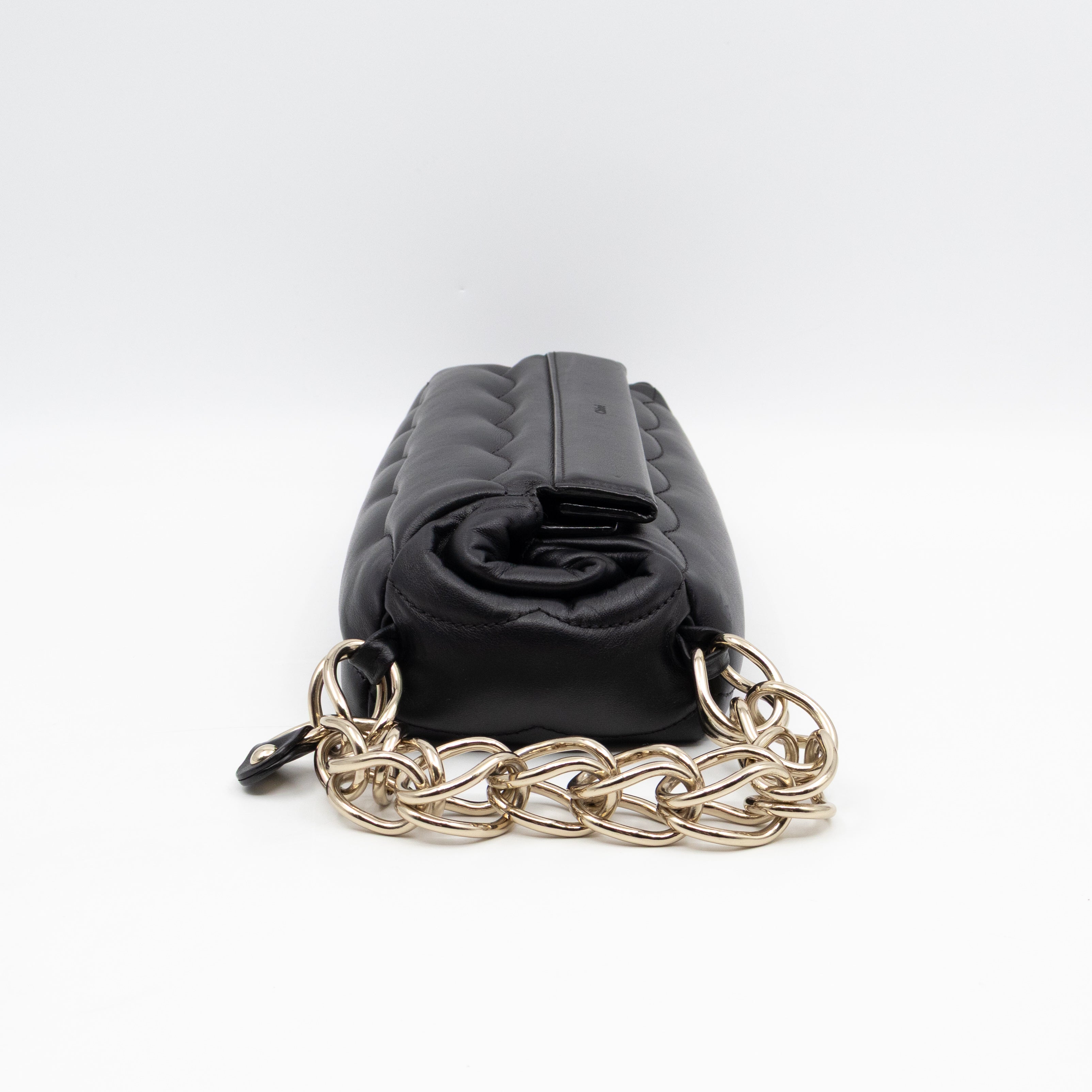 Juana Clutch Black Lamskin Leather Light Gold