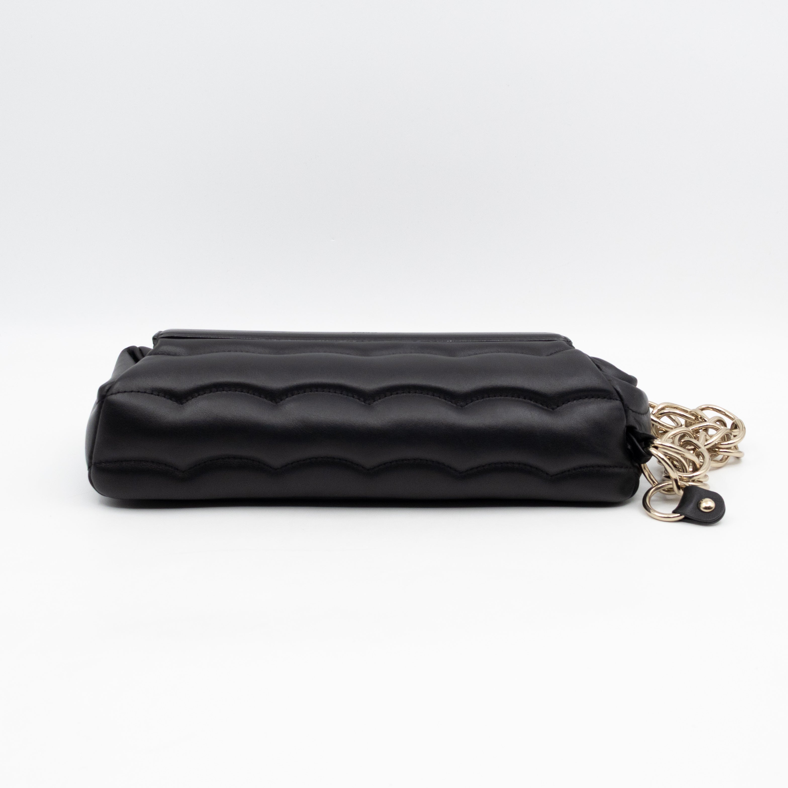 Juana Clutch Black Lamskin Leather Light Gold