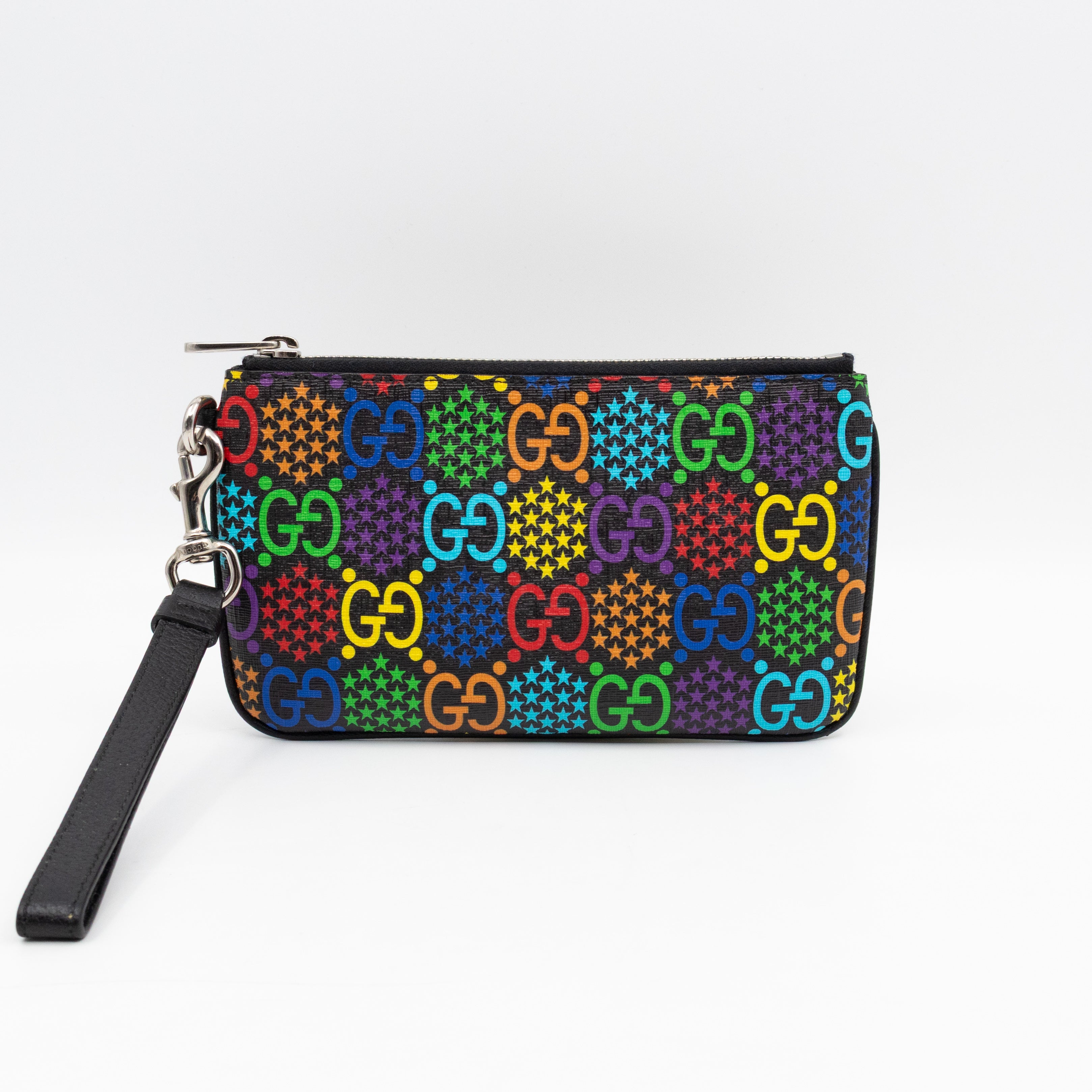 GG Wristlet Zip Pouch GG Psychedelic Canvas