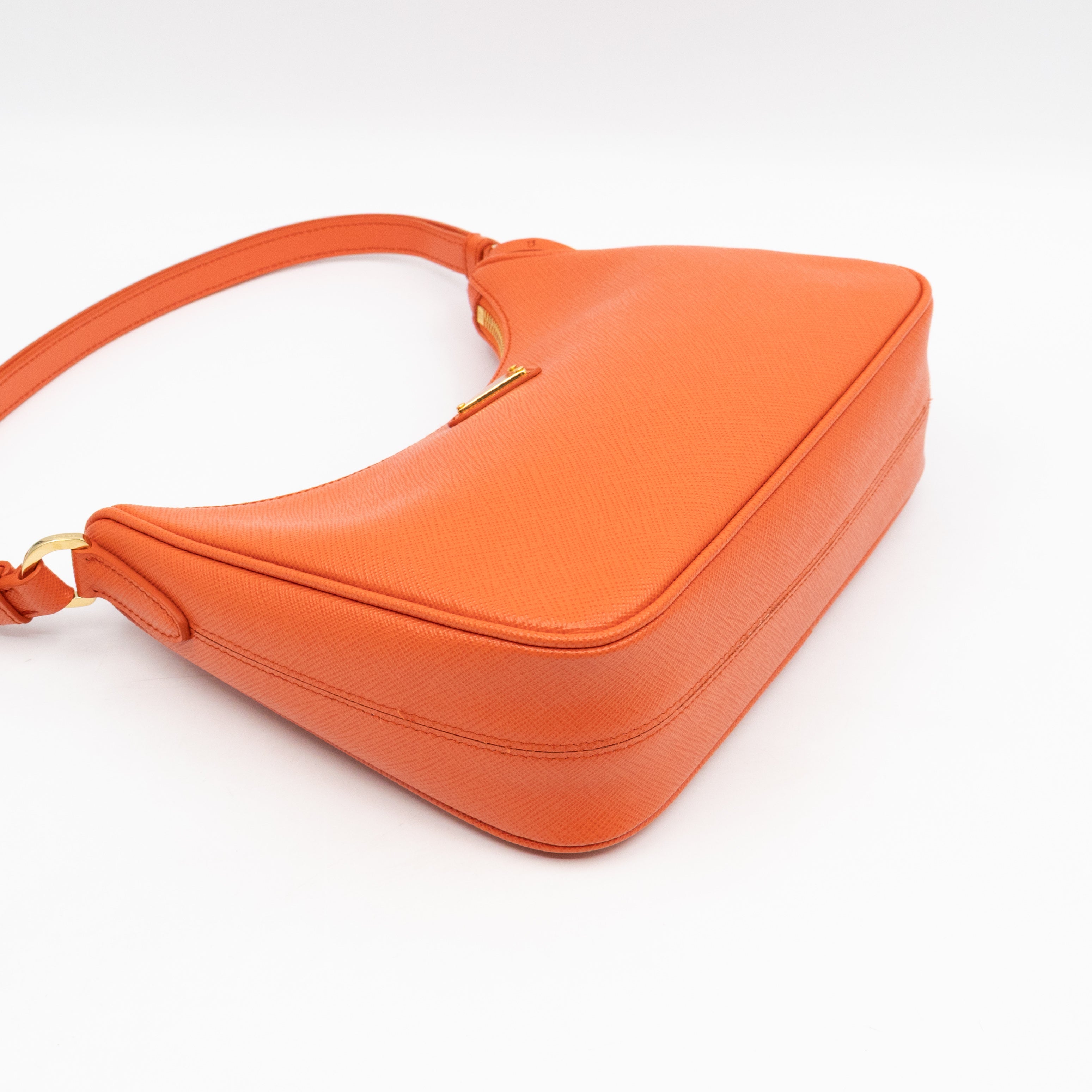 Mini Re-Edition Shoulder Bag Lux Arancio Saffiano Leather