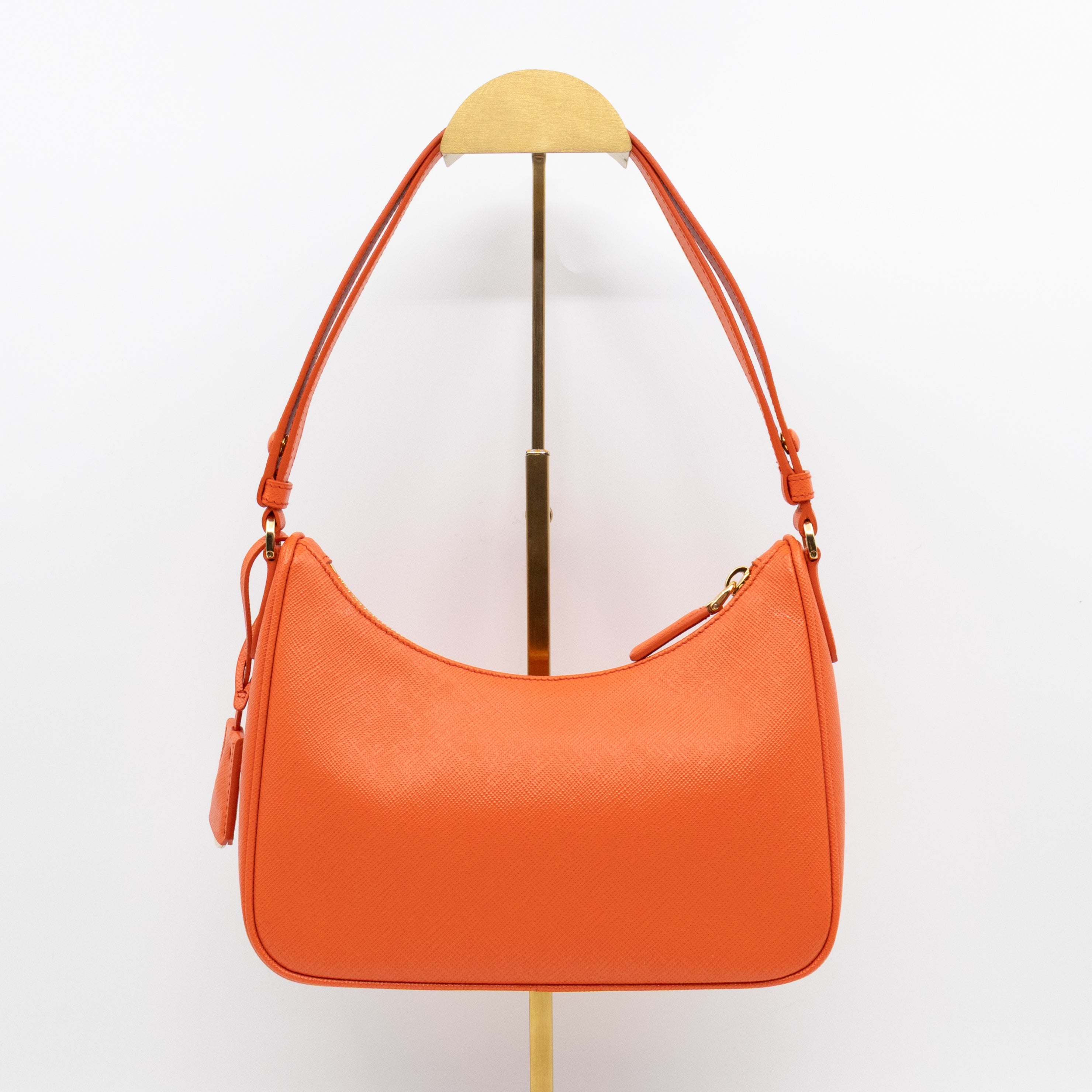 Mini Re-Edition Shoulder Bag Lux Arancio Saffiano Leather