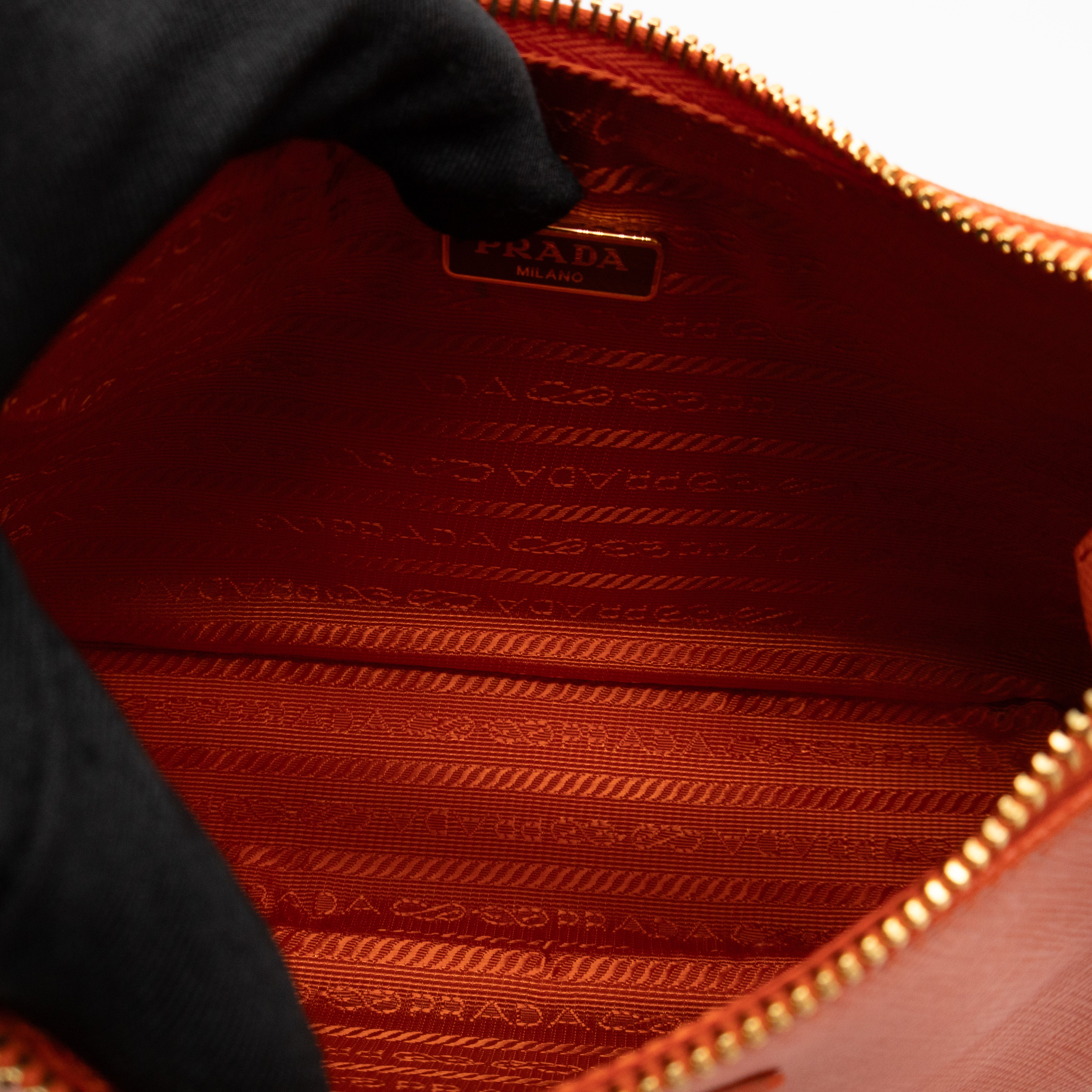 Mini Re-Edition Shoulder Bag Lux Arancio Saffiano Leather