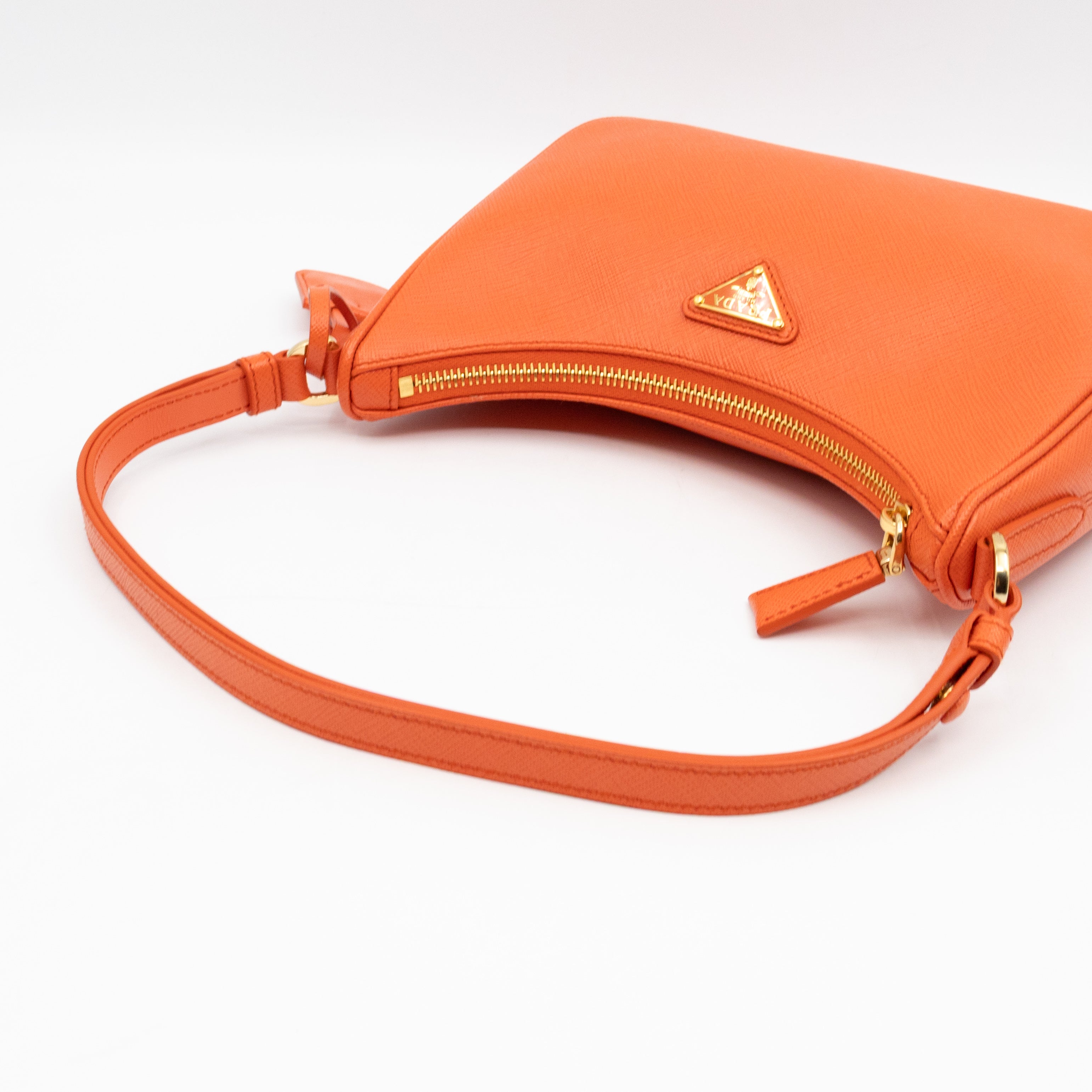 Mini Re-Edition Shoulder Bag Lux Arancio Saffiano Leather