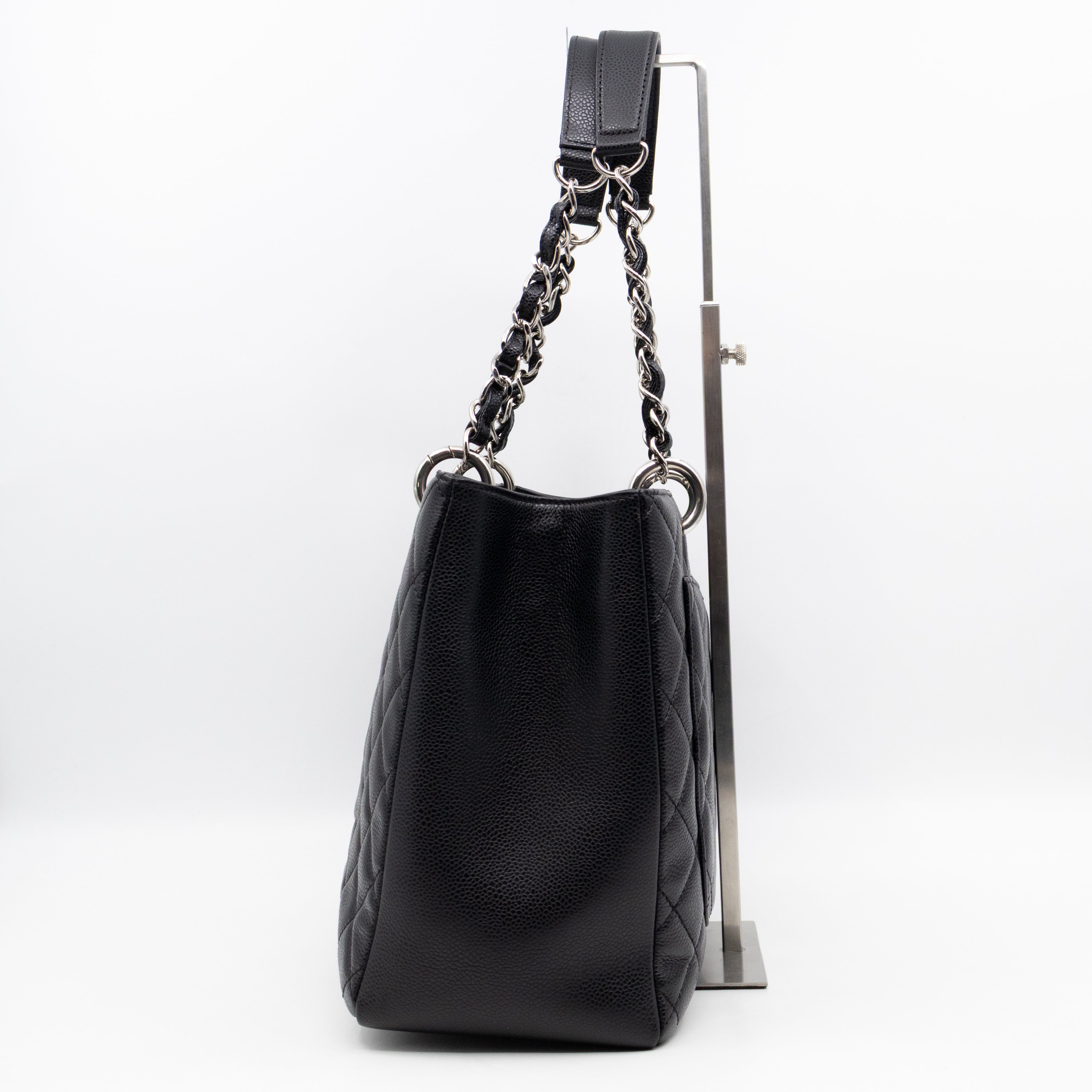 GST Grand Shopping Tote Black Caviar Silver