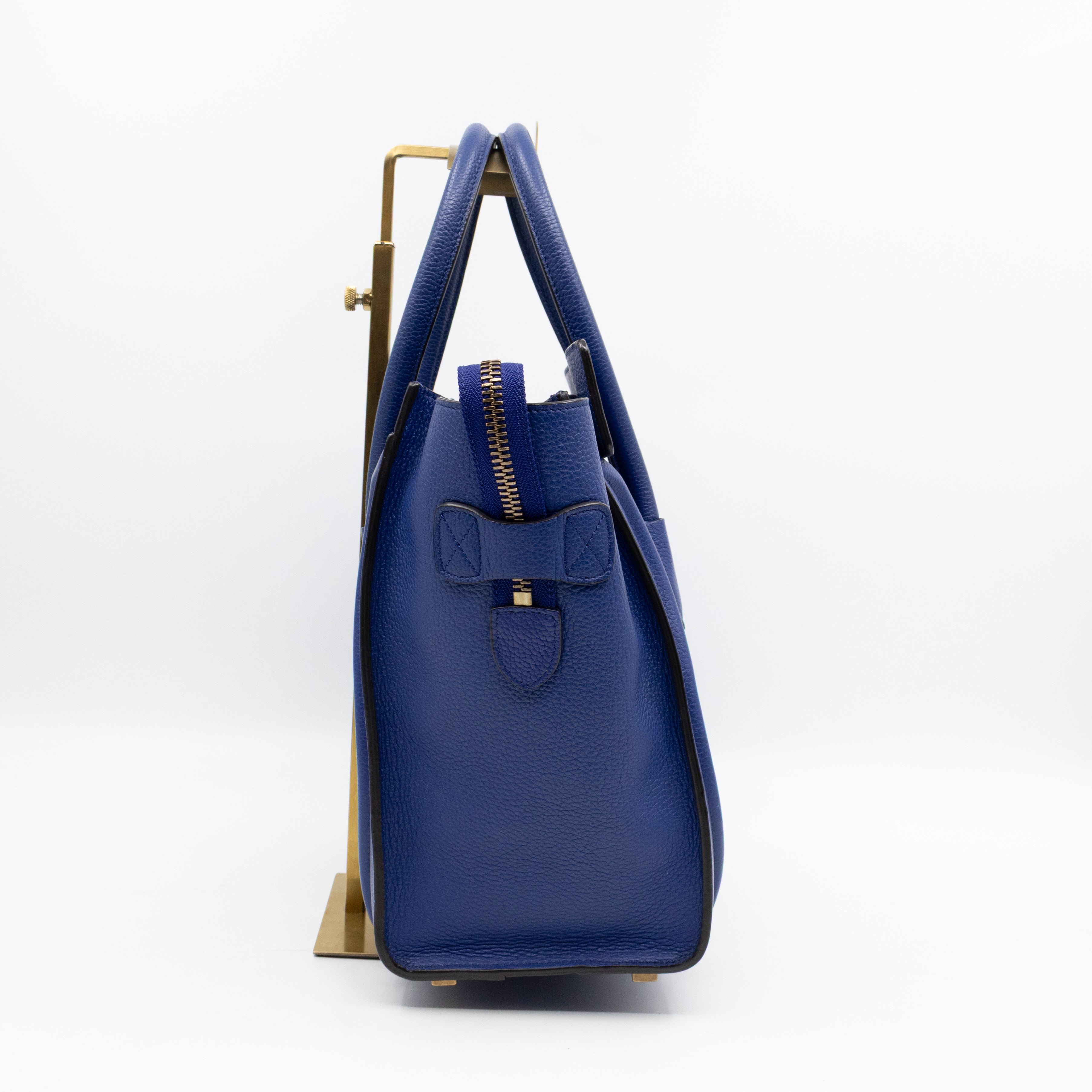 Micro Luggage Blue Leather