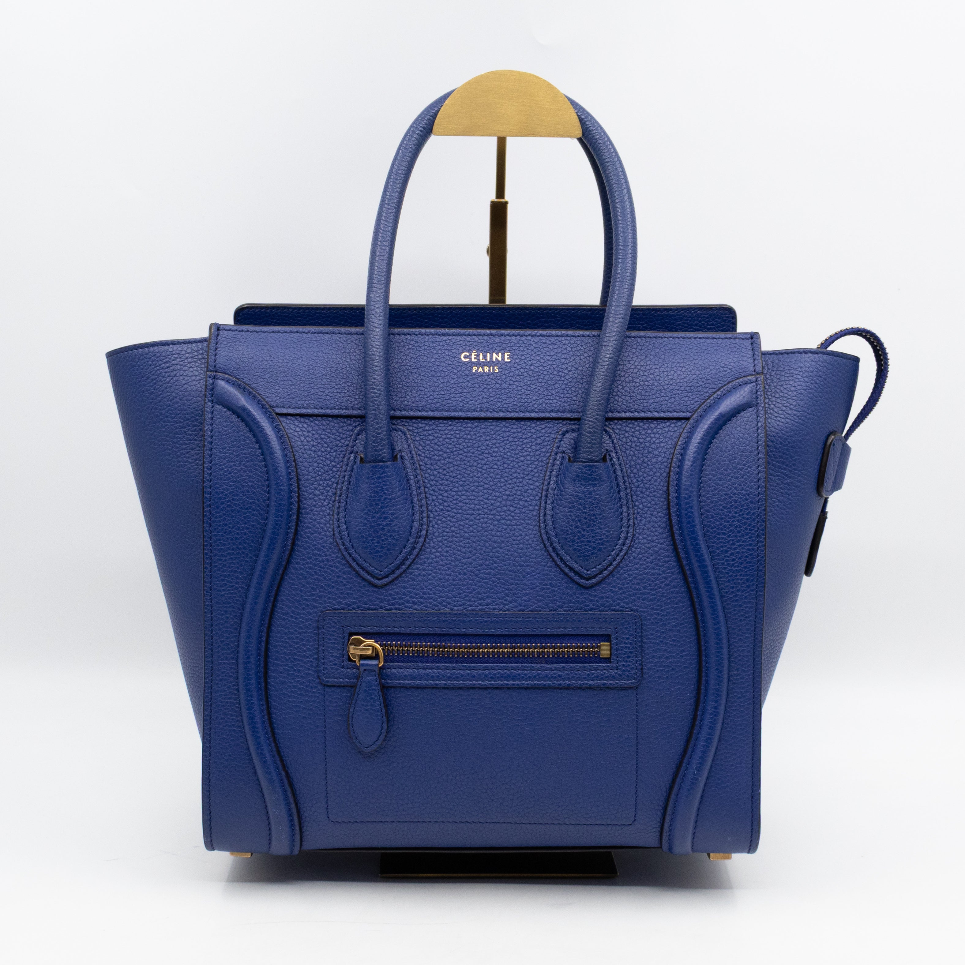Micro Luggage Blue Leather