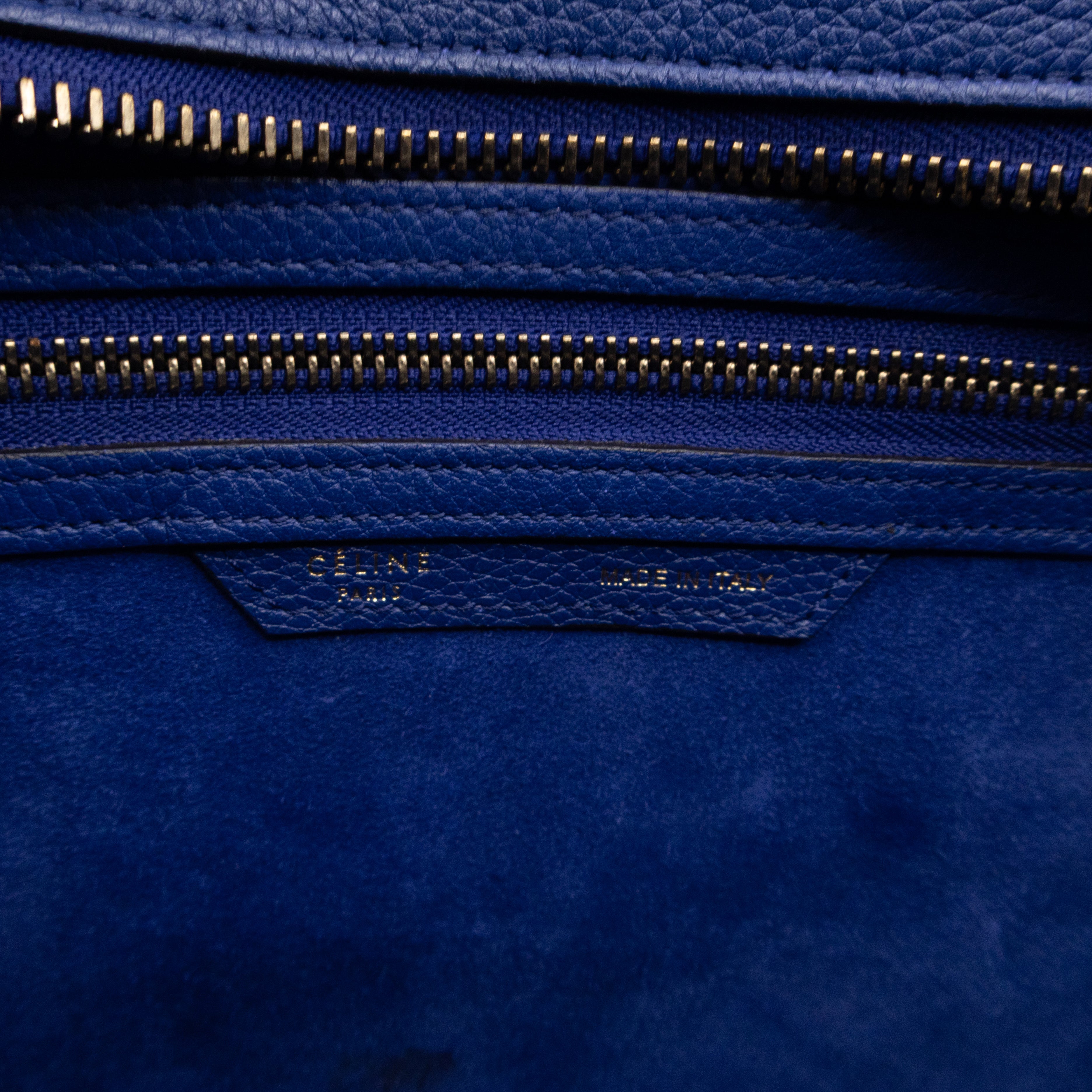 Micro Luggage Blue Leather