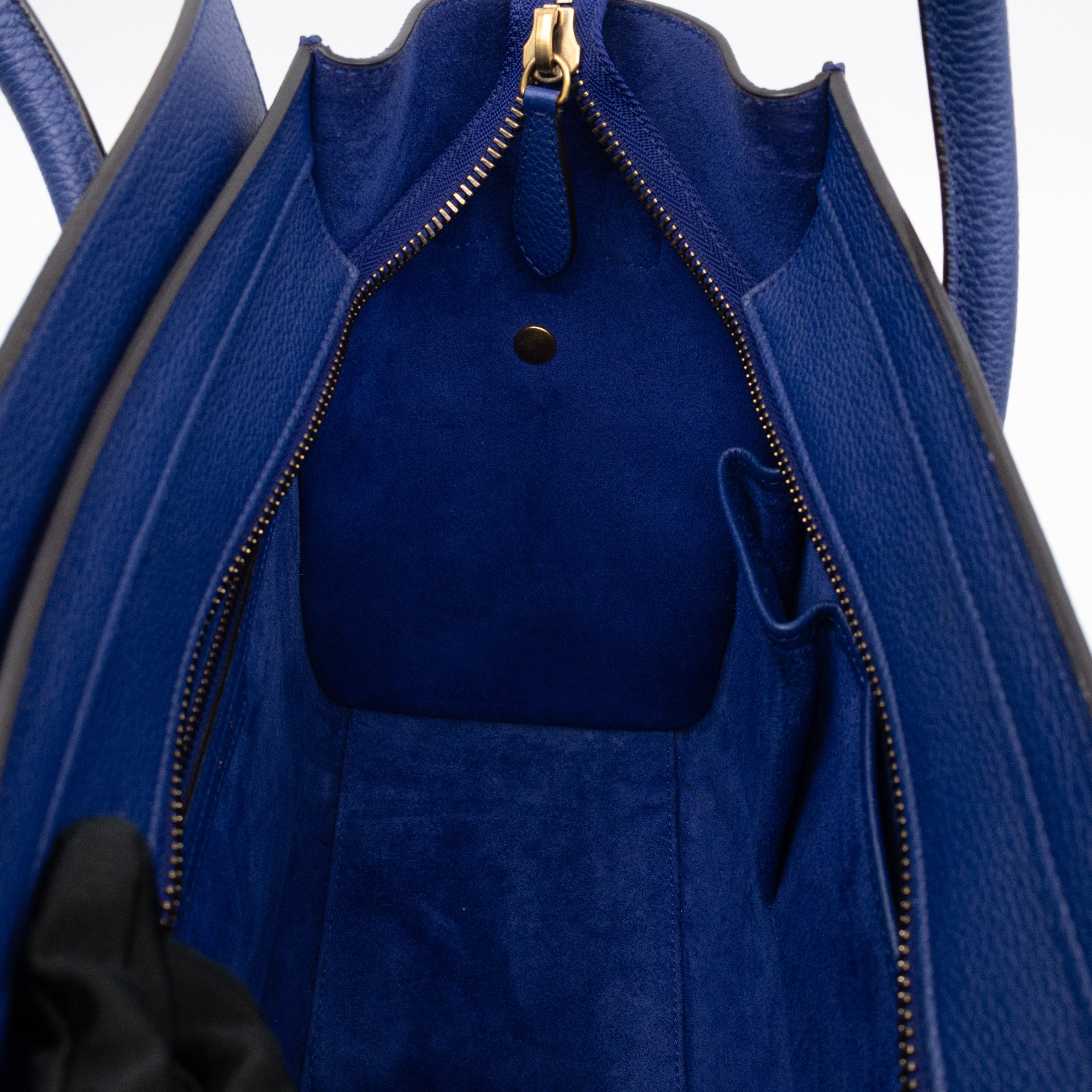 Micro Luggage Blue Leather