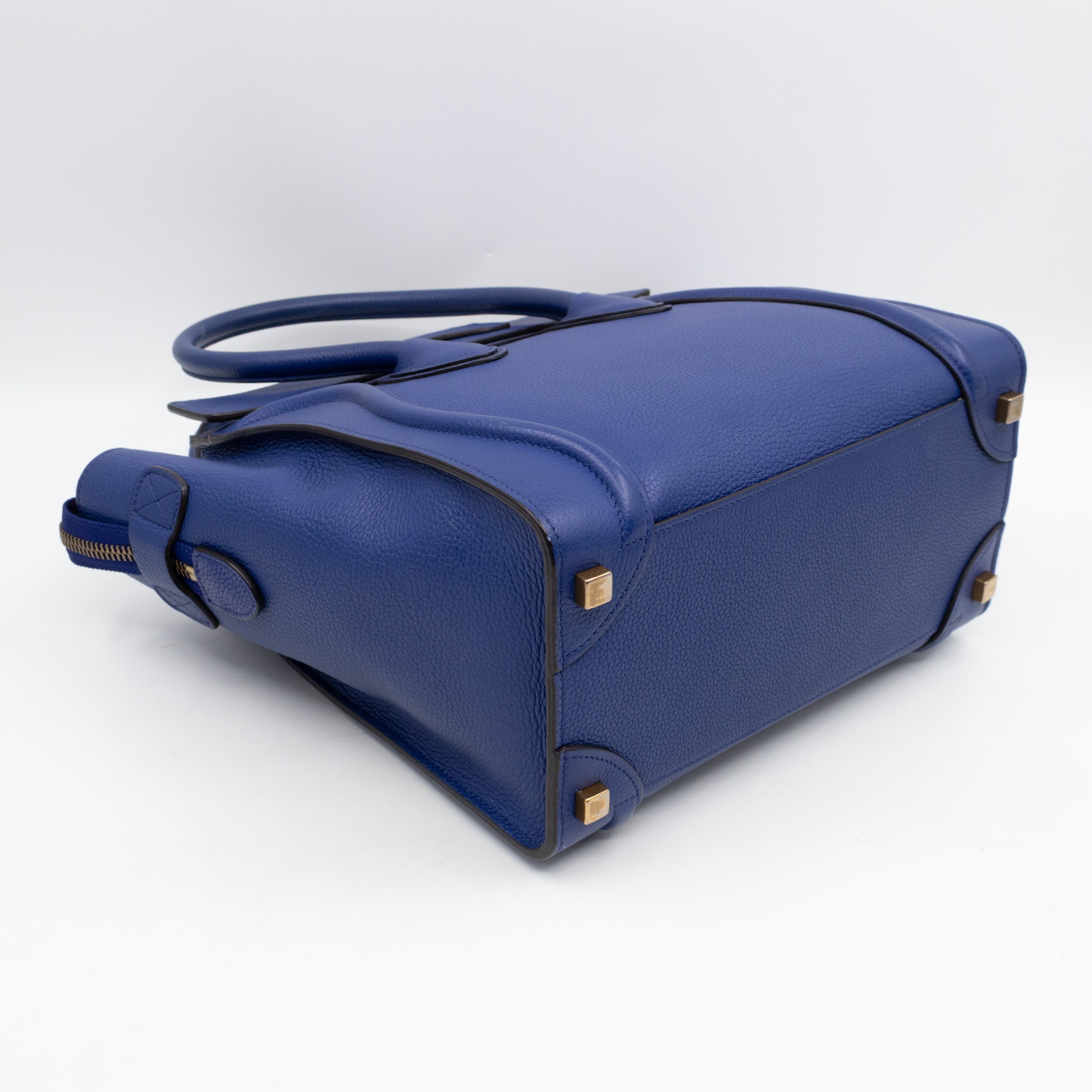 Micro Luggage Blue Leather