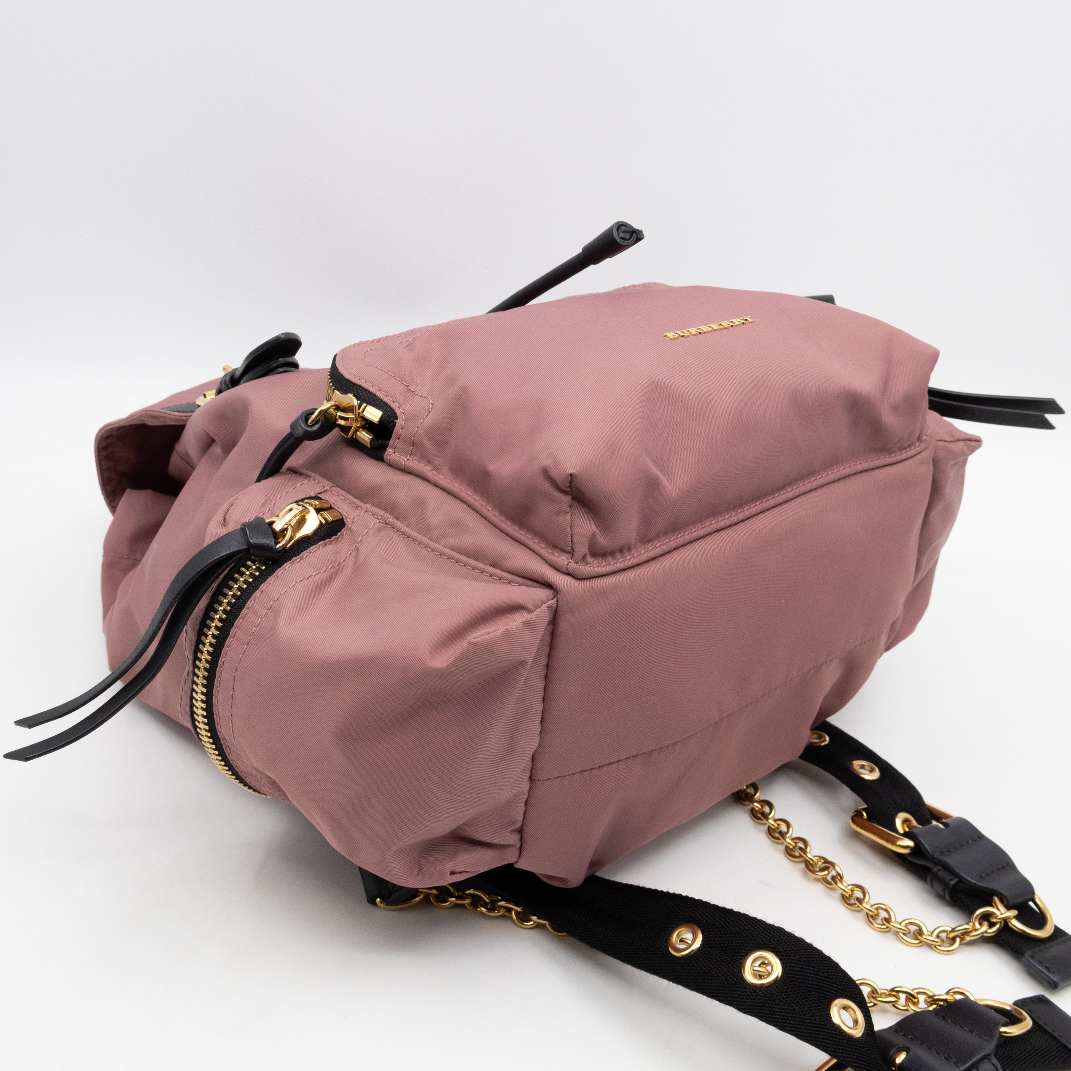 Rucksack Medium Backpack Pink Nylon Black Leather