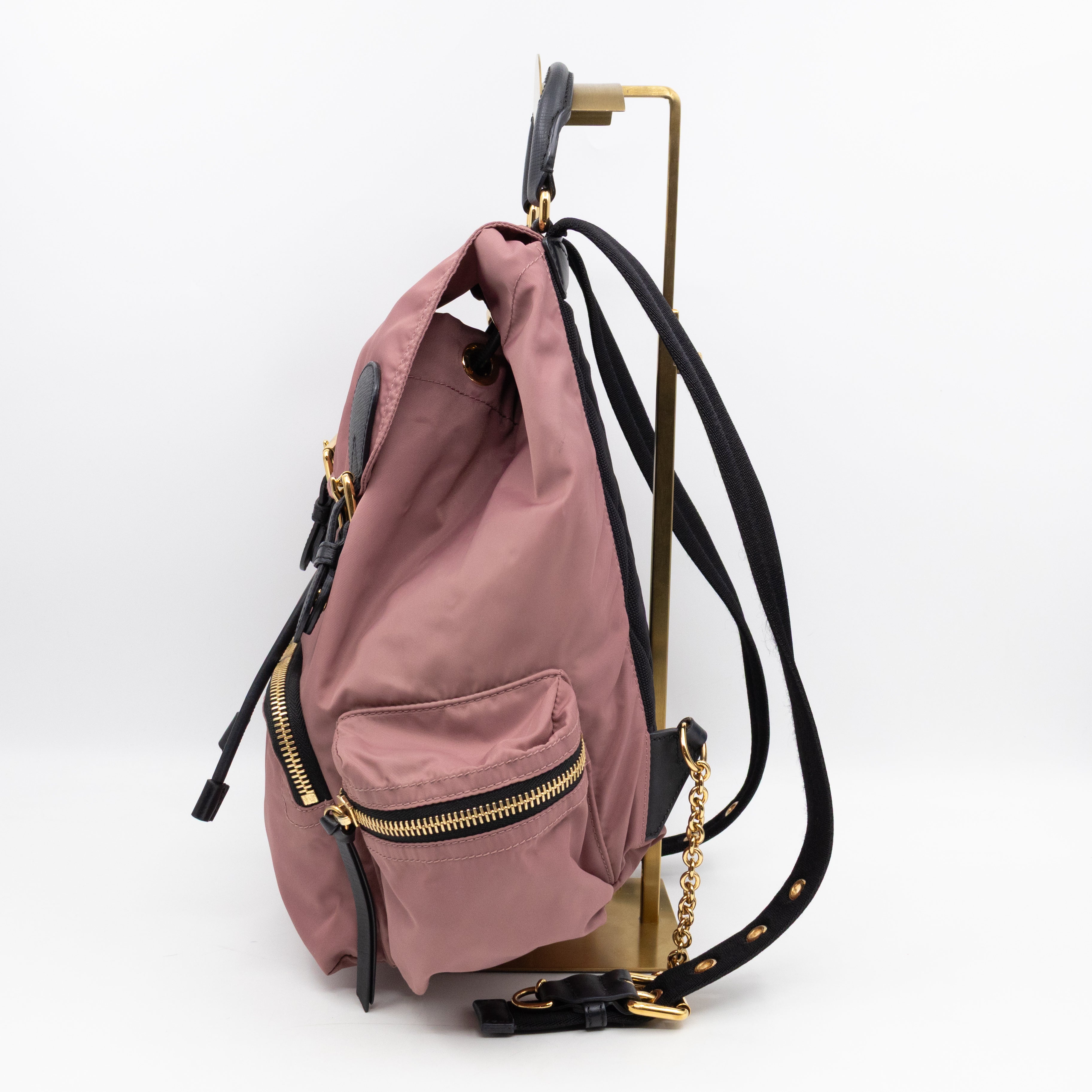 Rucksack Medium Backpack Pink Nylon Black Leather
