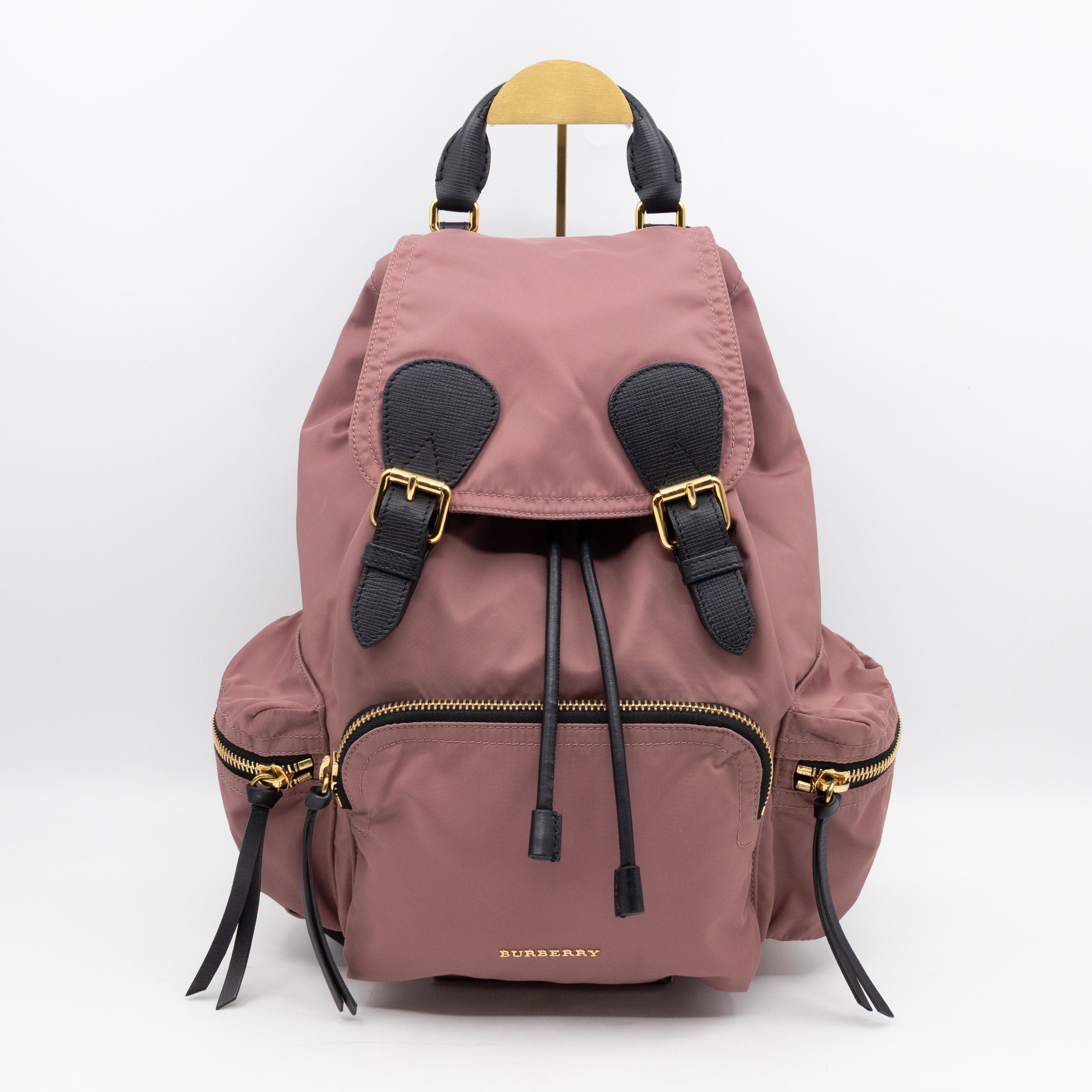 Rucksack Medium Backpack Pink Nylon Black Leather