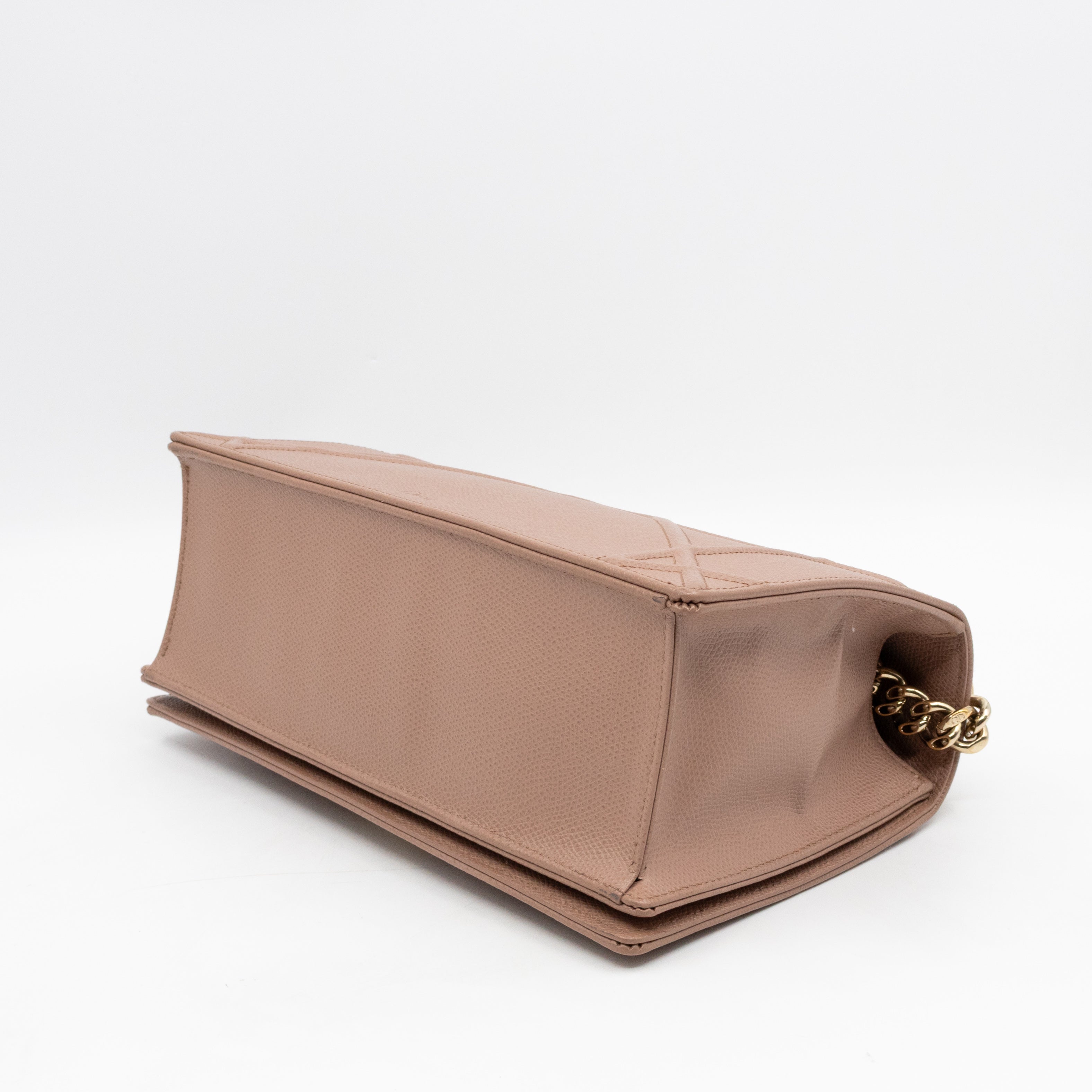Diorama Medium Flap Bag Beige Leather