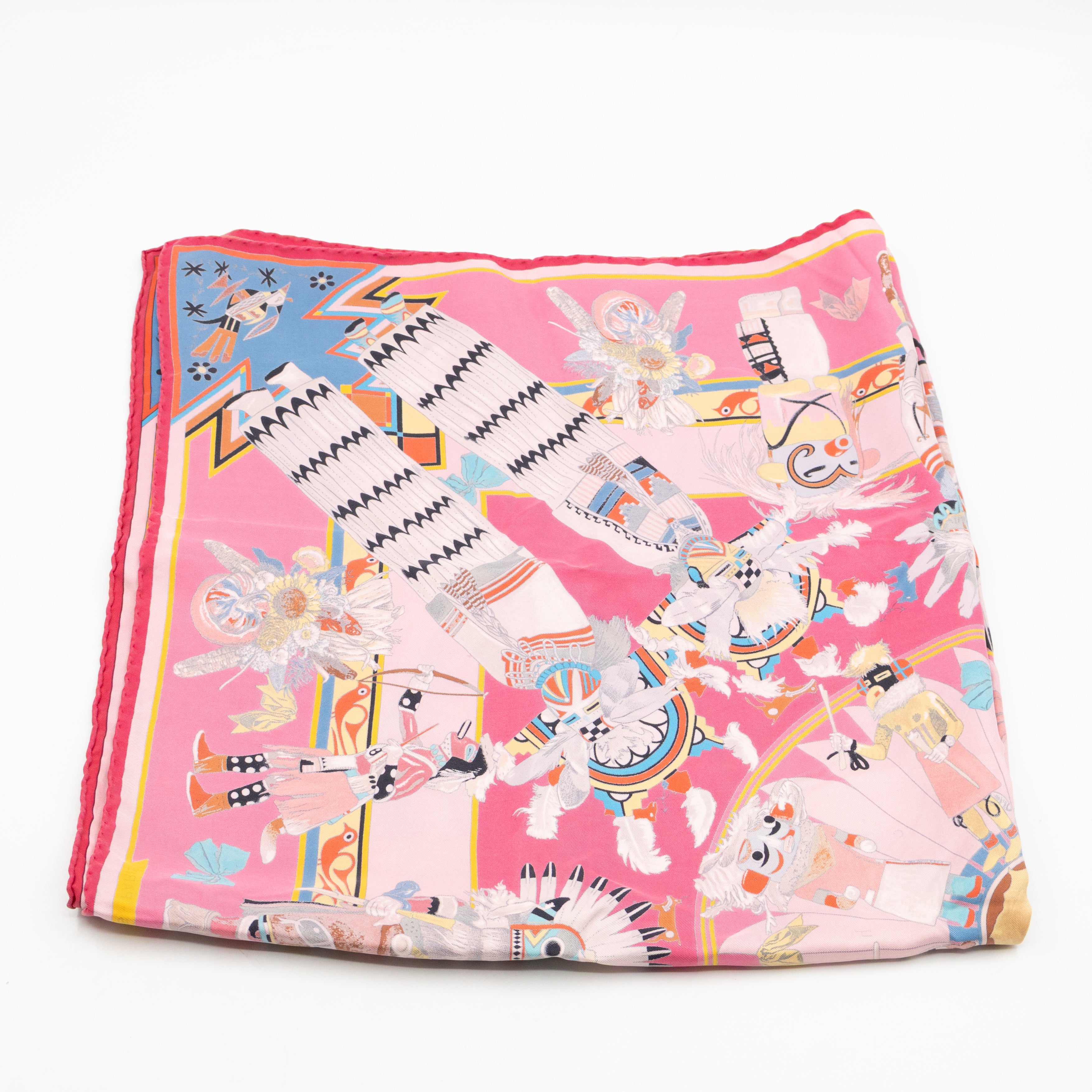 Silk Scarf 90 Kachinas Pink