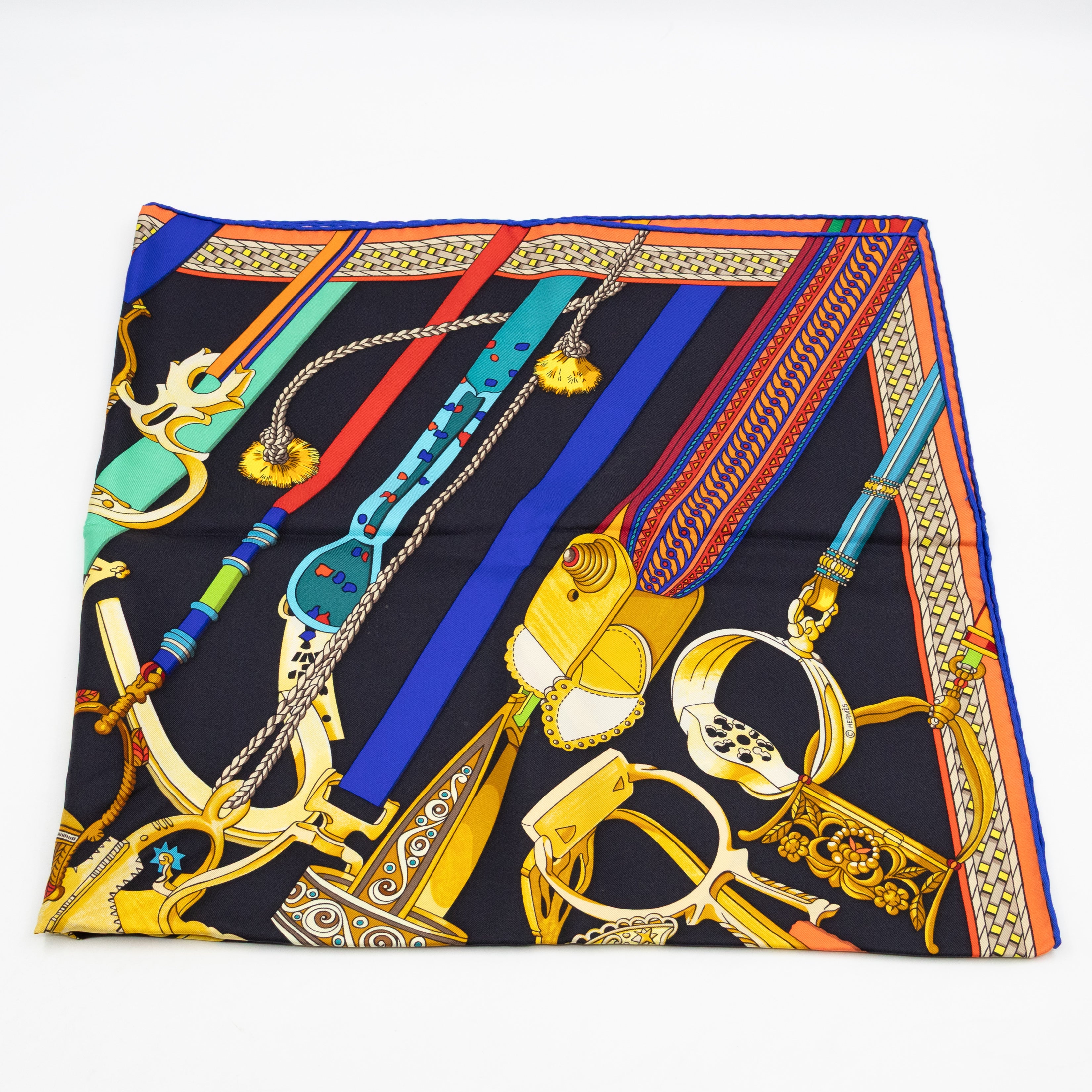 Silk Scarf 90 Concours D Etriers Black & Multicolor
